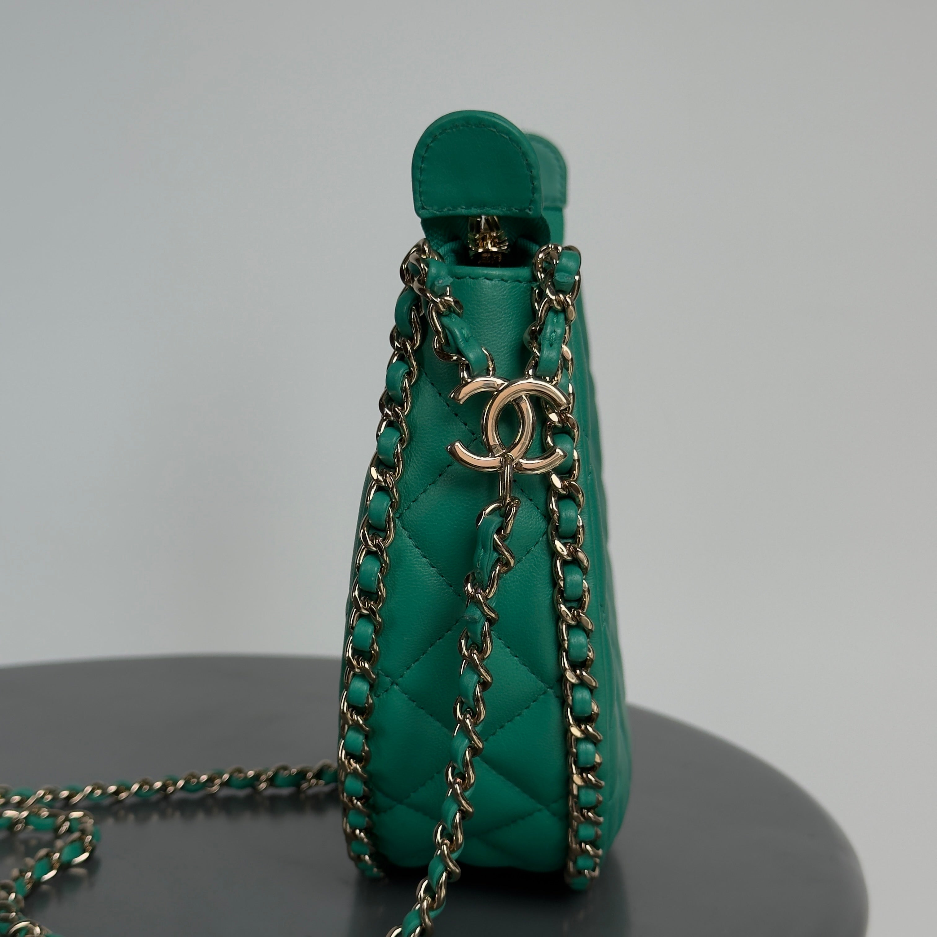 Chanel Small Chain Around Hobo Bag Green - Queen May