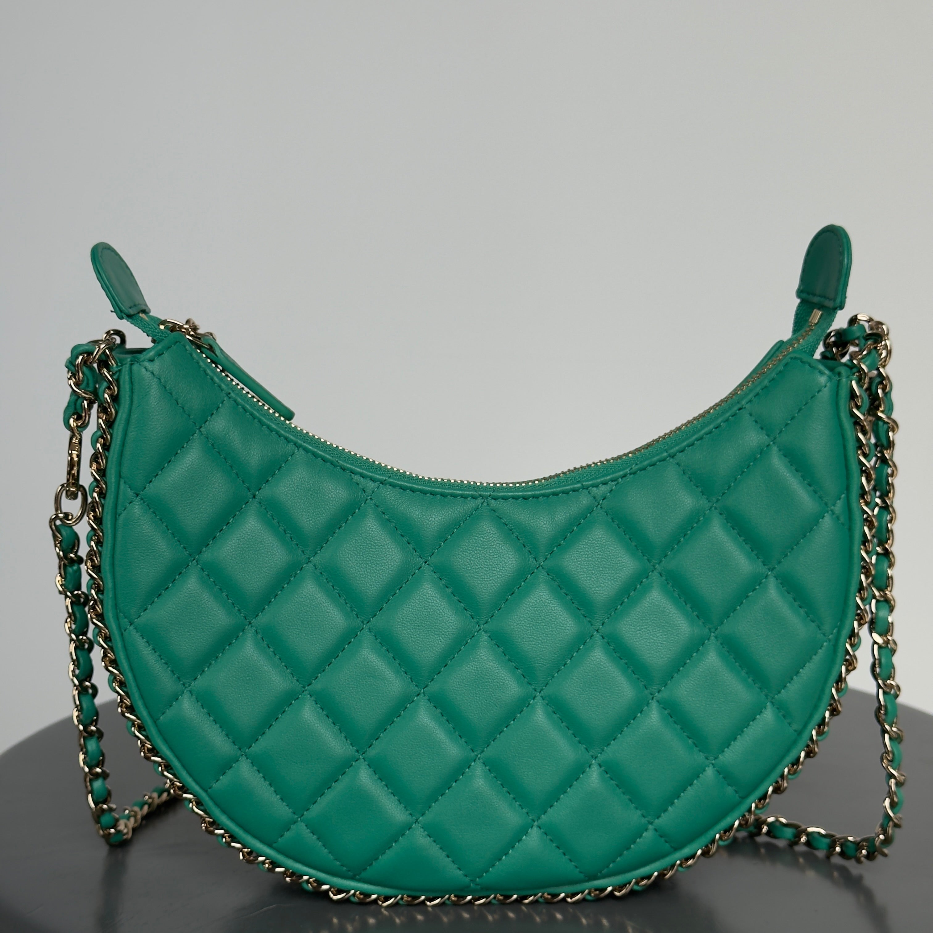 Chanel Small Chain Around Hobo Bag Green - Queen May