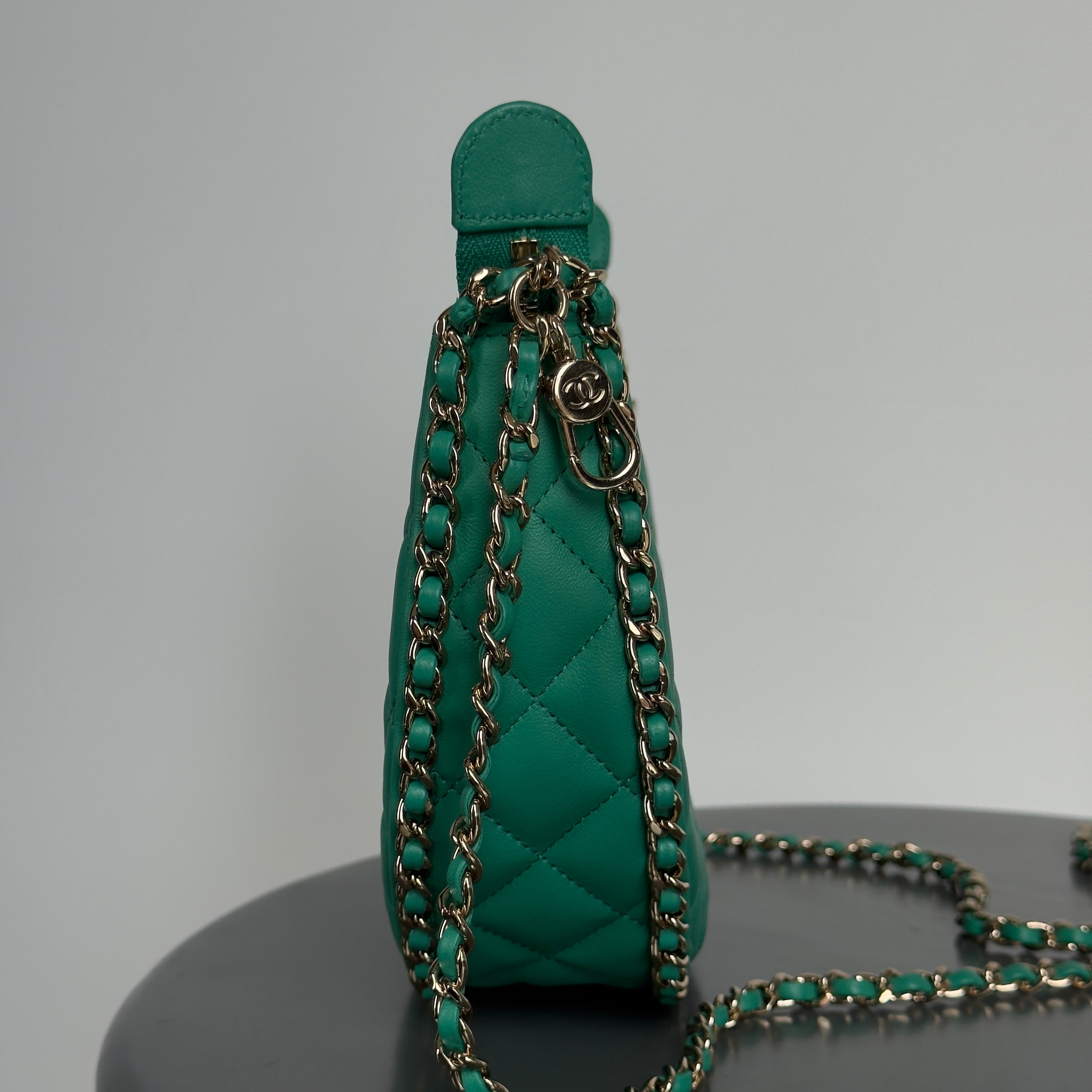 Chanel Small Chain Around Hobo Bag Green - Queen May