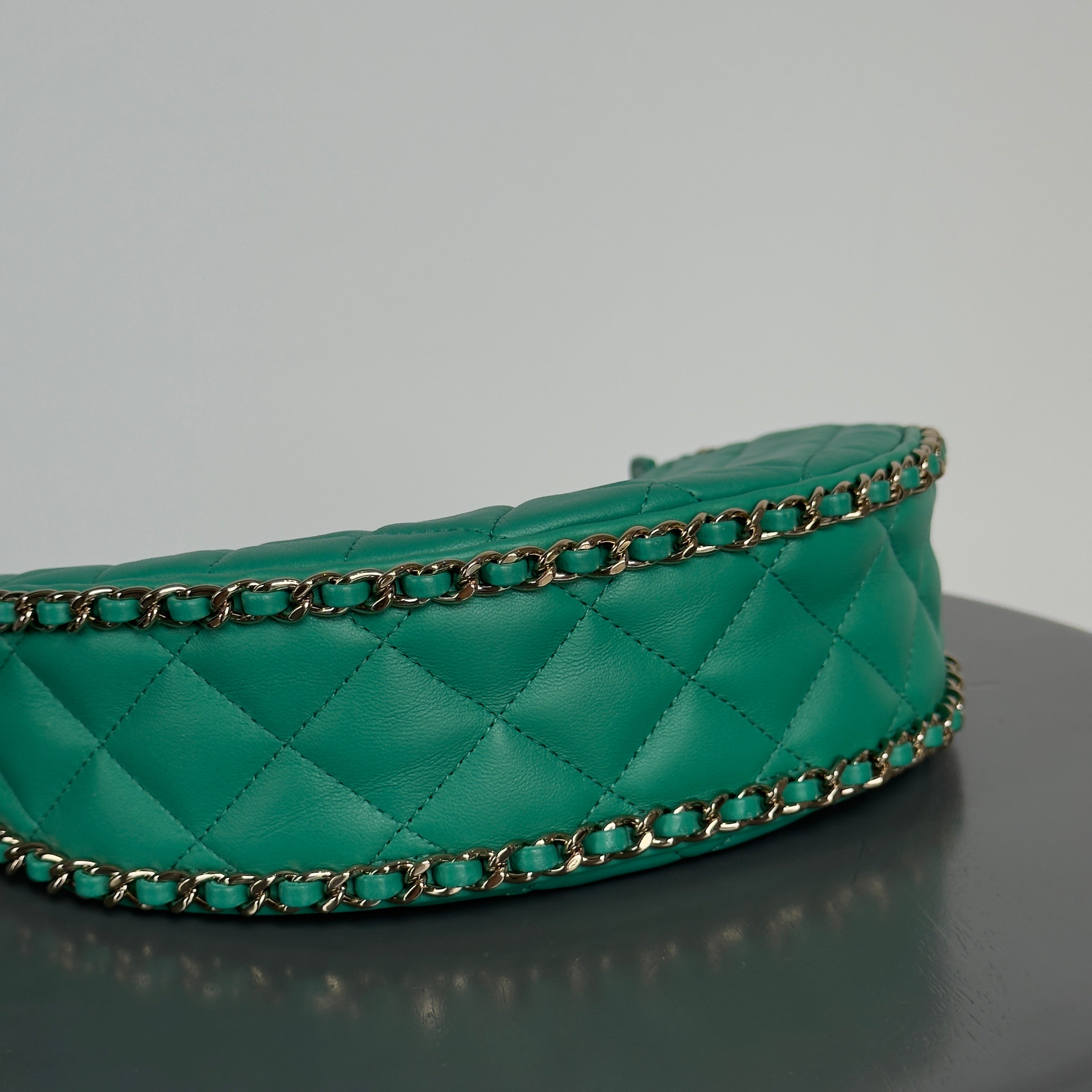 Chanel Small Chain Around Hobo Bag Green - Queen May