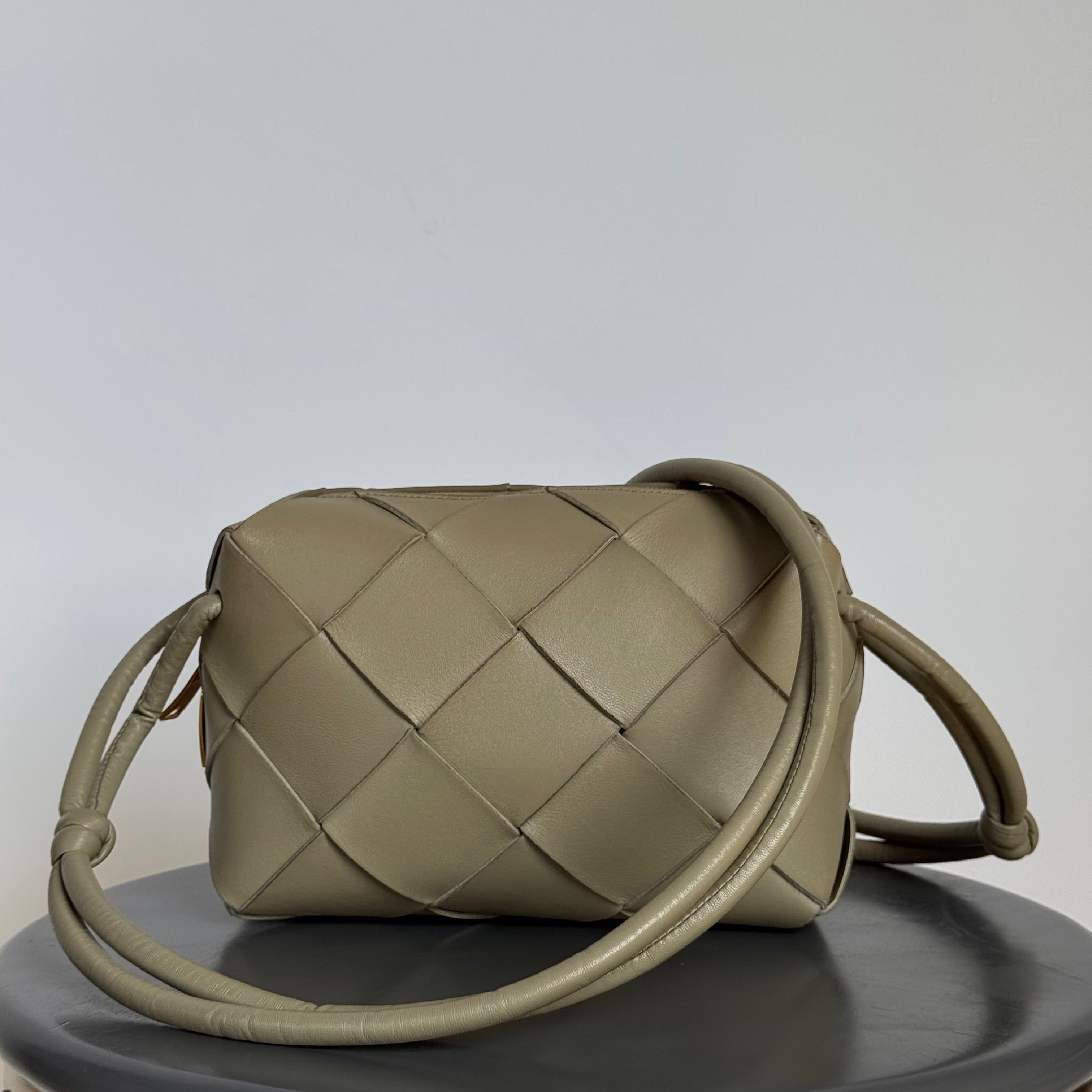 Bottega Veneta Lambskin Maxi Intreccio Small Cassette Camera Bag - Queen May
