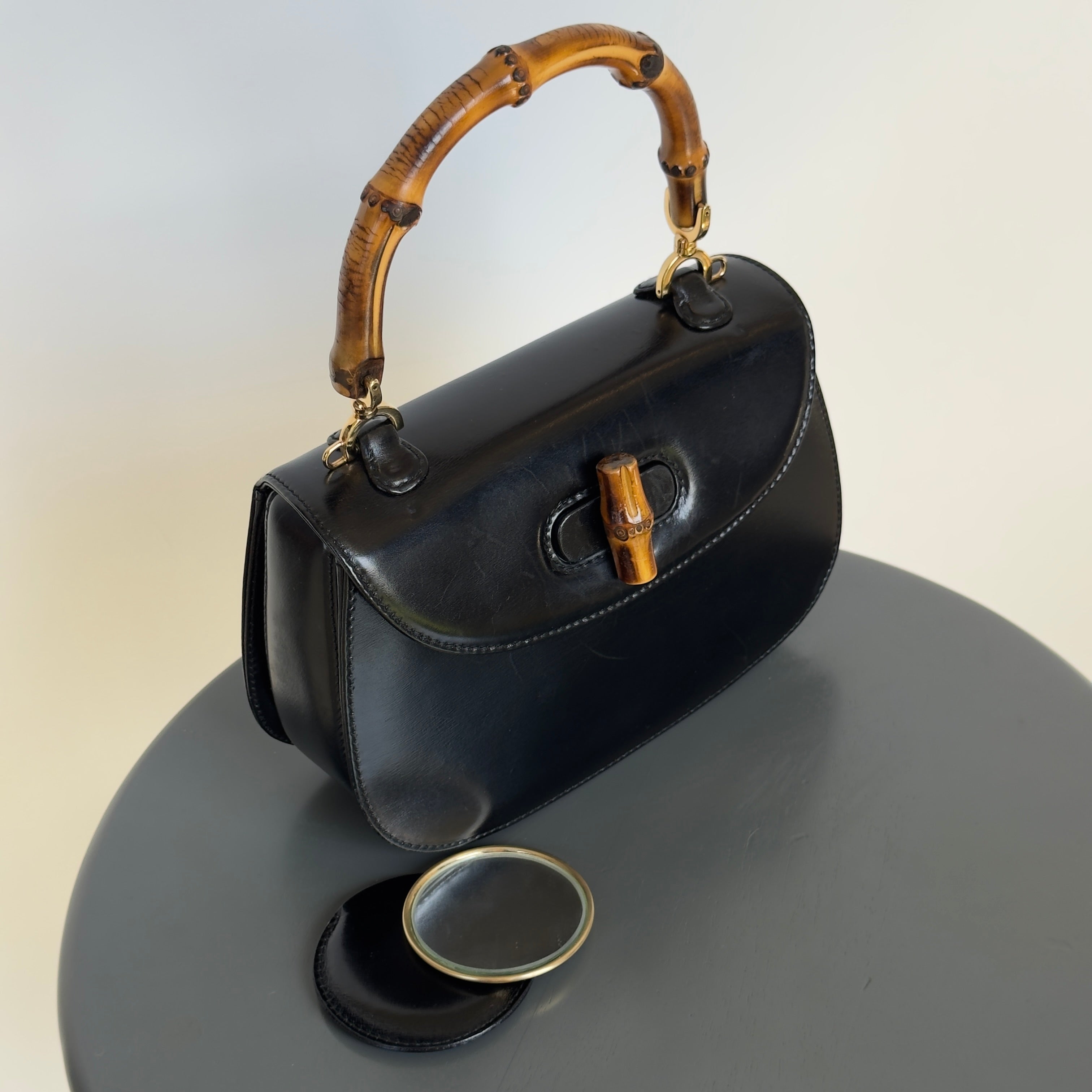 Vintage Gucci Bamboo Top Handle With Mirror - Queen May