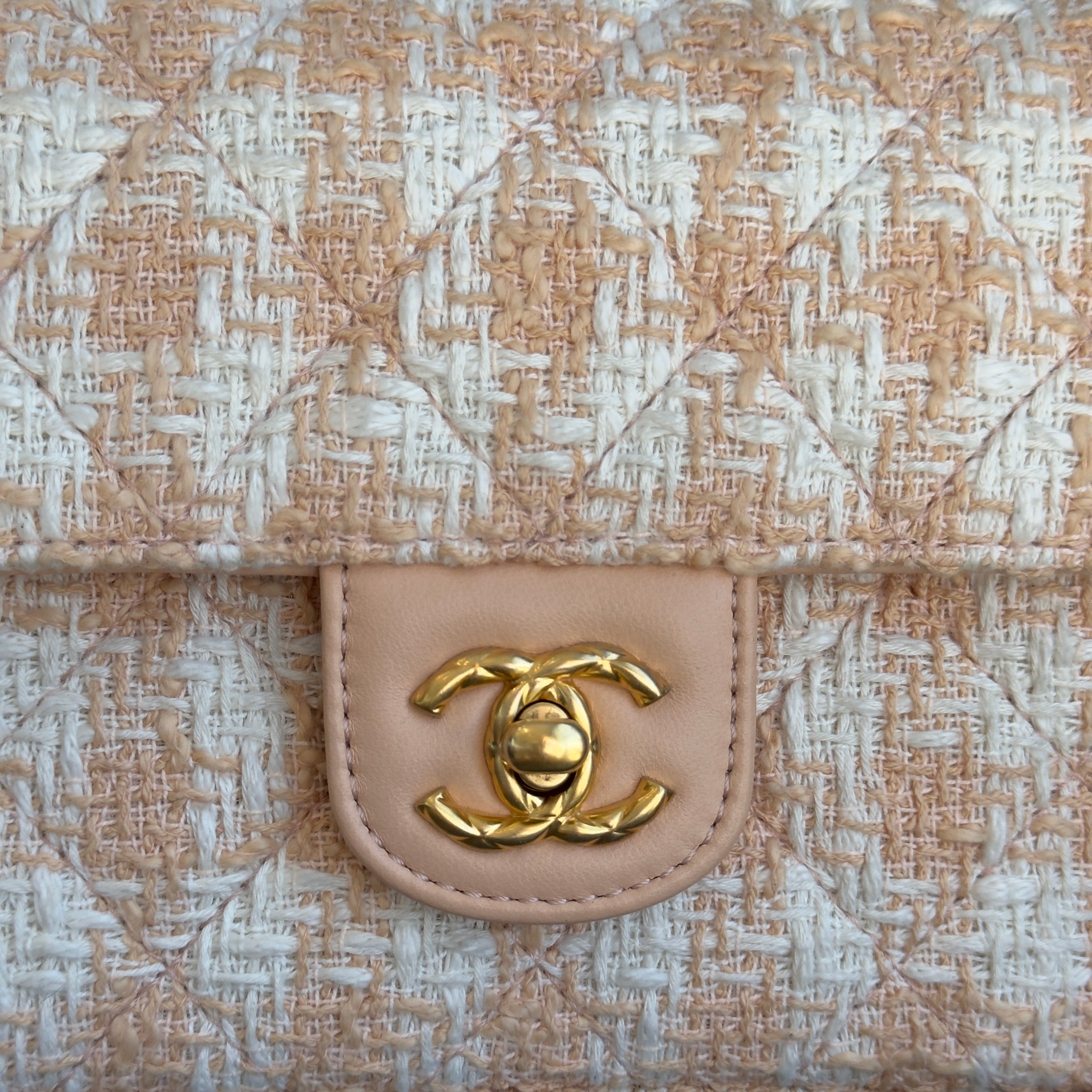 Chanel Crush Top Handle Flap Bag Quilted Tweed Mini - Queen May