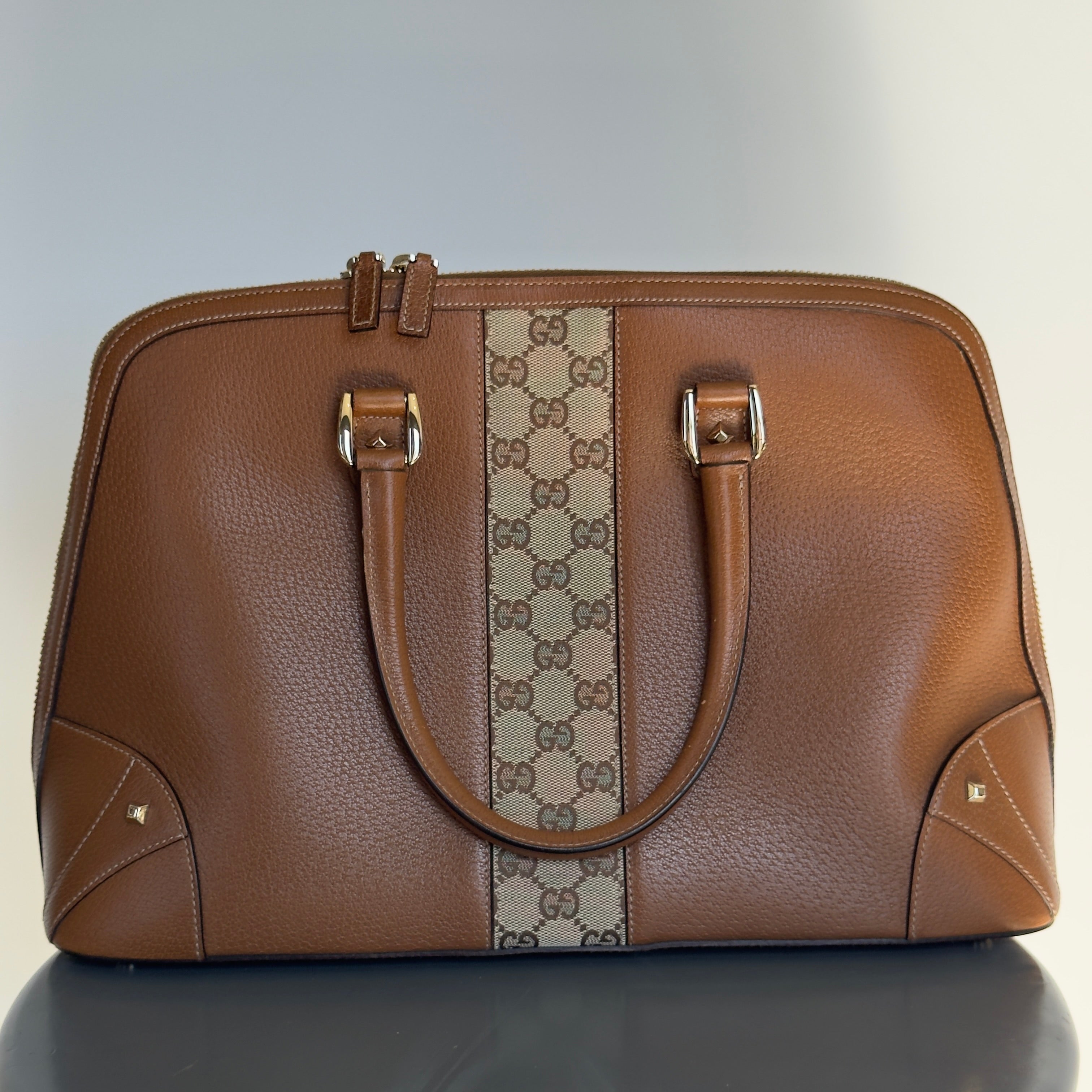Gucci GG Canvas Nailhead Dome Handle Bag - Queen May