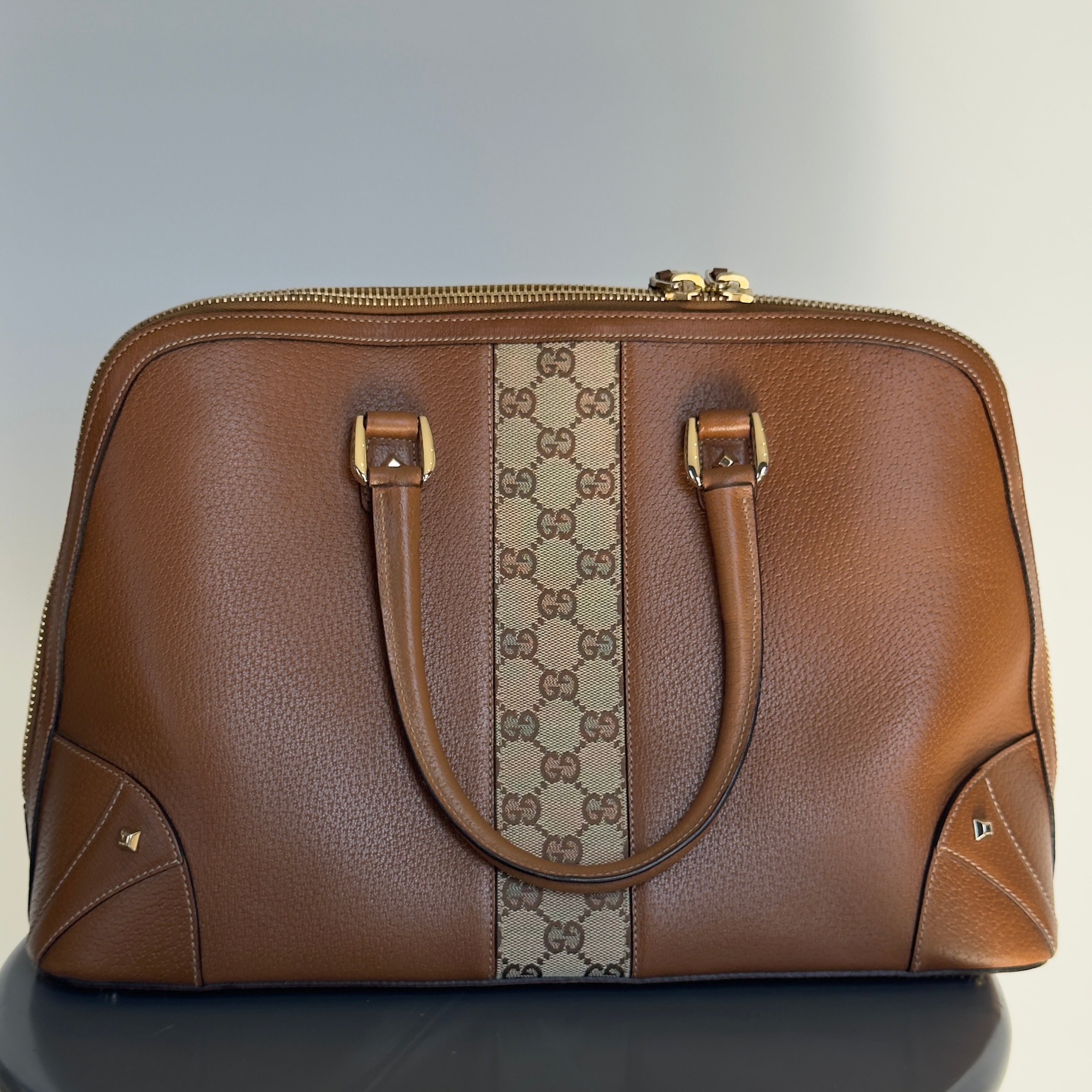 Gucci GG Canvas Nailhead Dome Handle Bag - Queen May