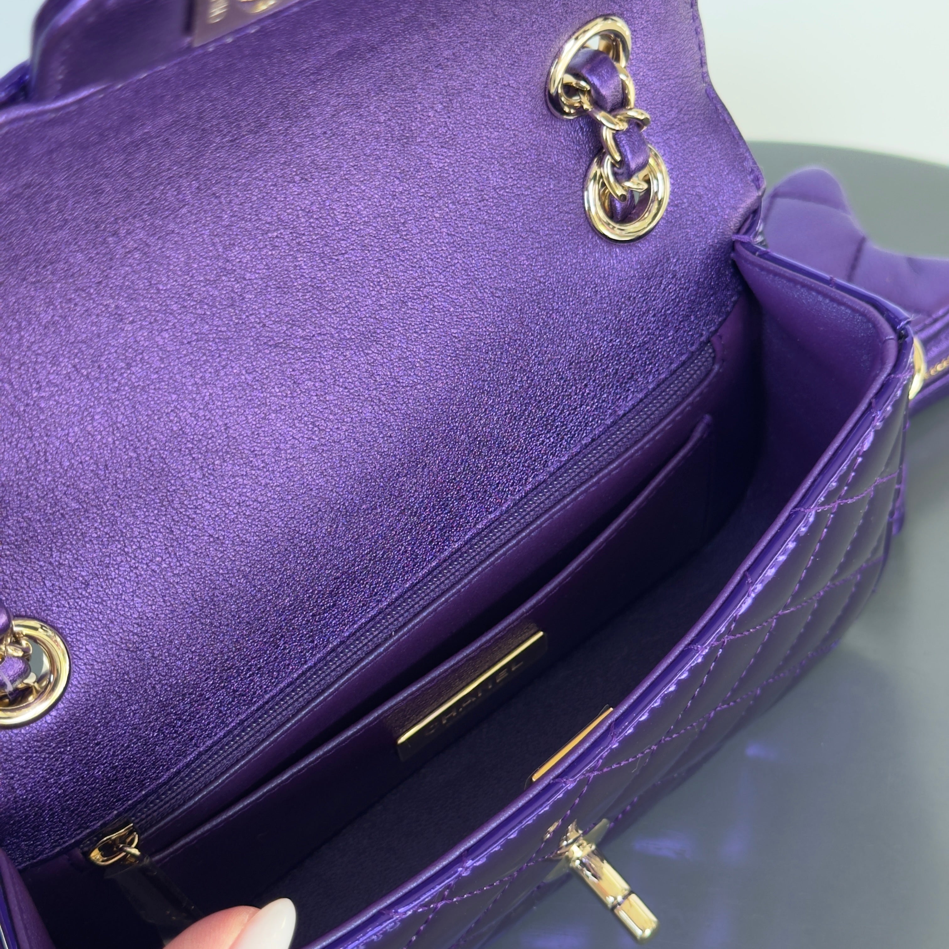 Chanel Metallic Lambskin Hollywood Boulevard Flap Bag With Star Clip On Coin Purse Purple - Queen May