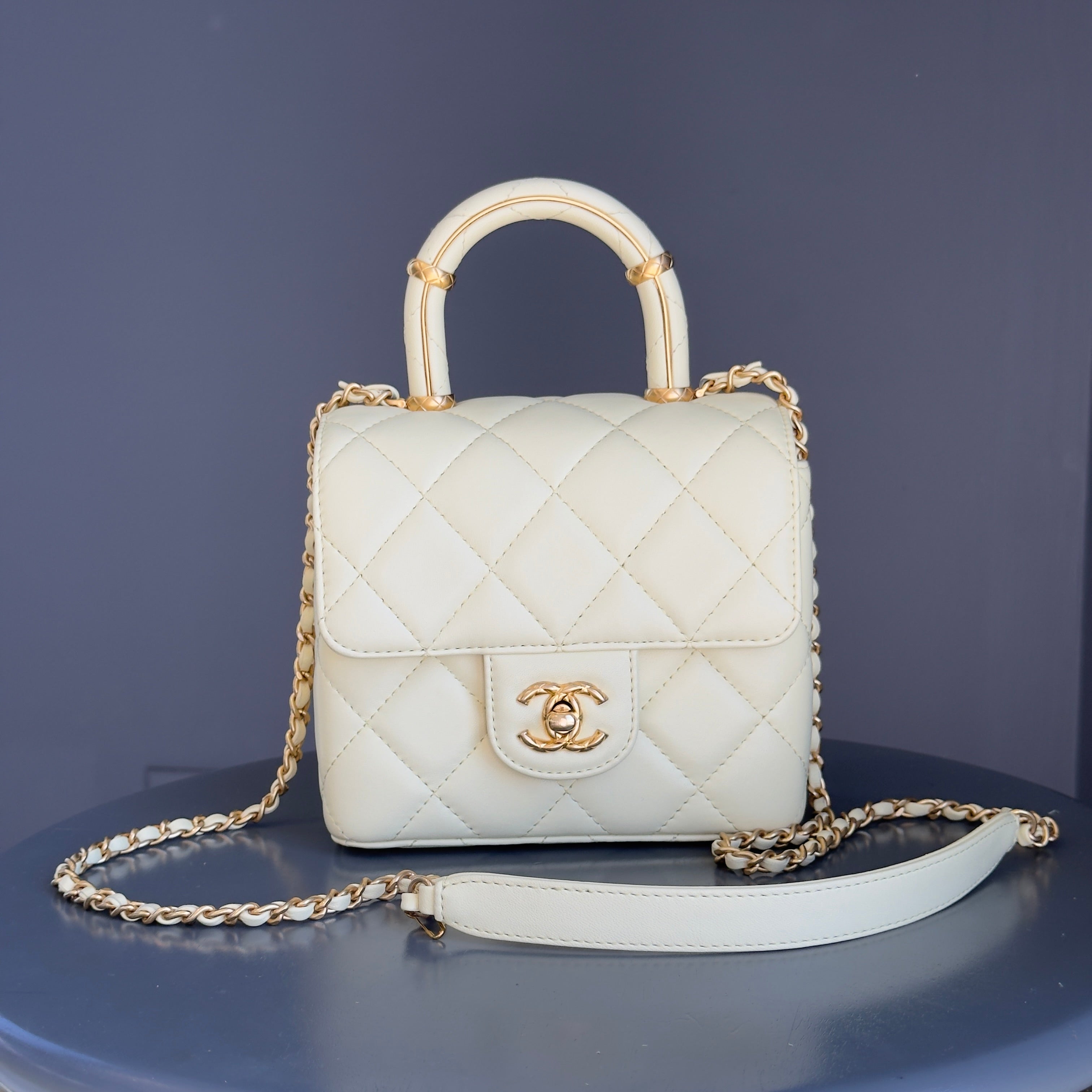 Chanel Crush Top Handle Quilted Mini Flap Bag Butter Yellow Calfskin - Queen May