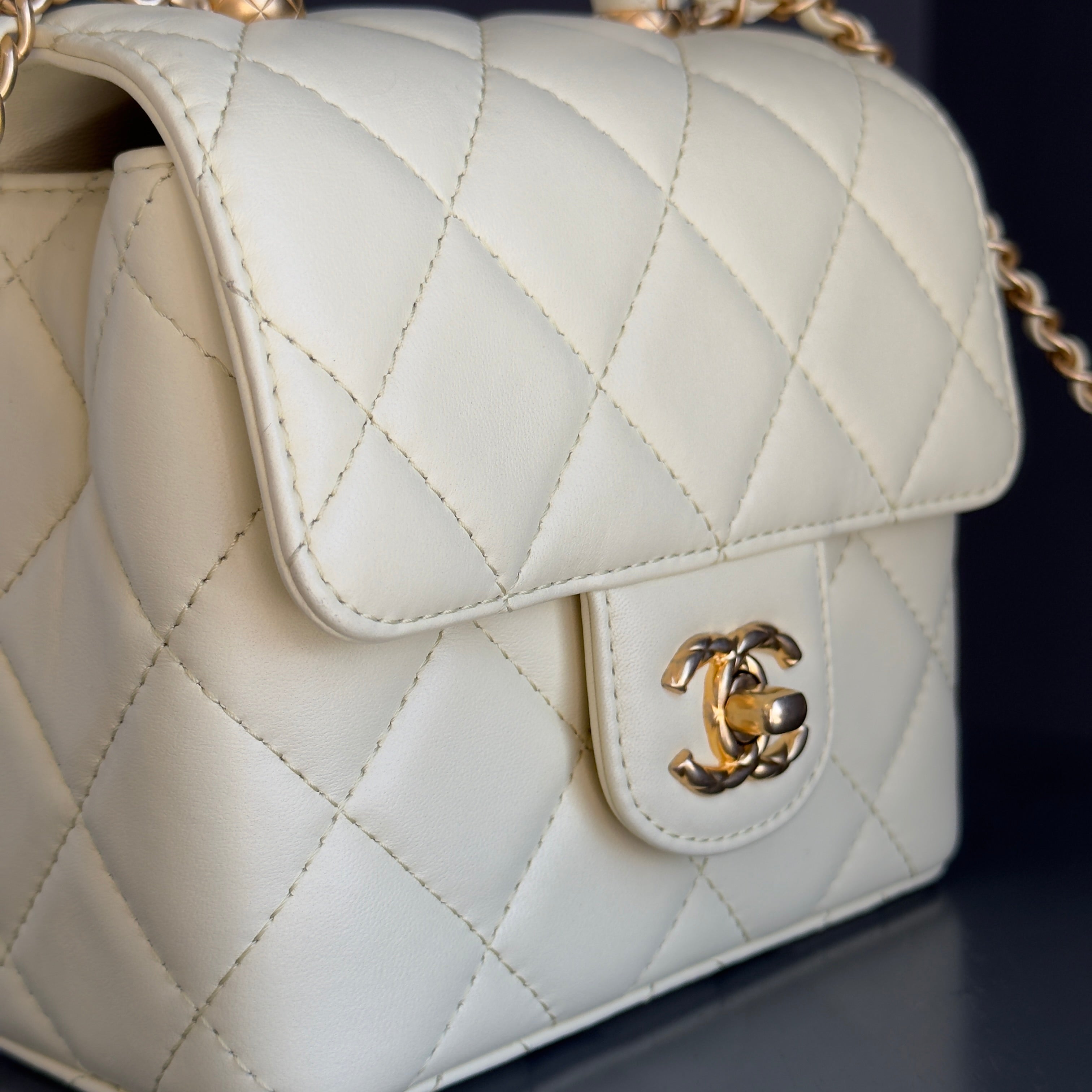Chanel Crush Top Handle Quilted Mini Flap Bag Butter Yellow Calfskin - Queen May