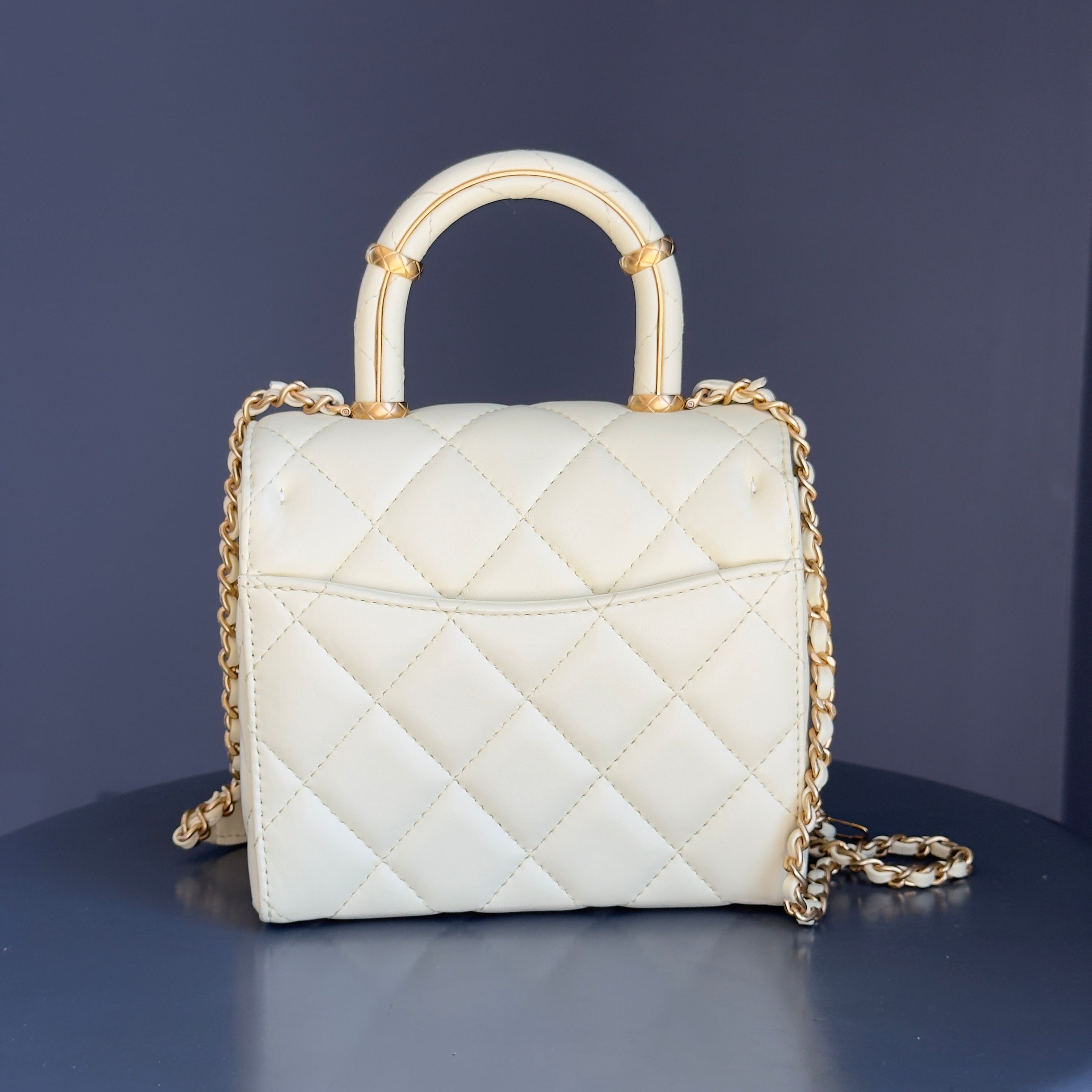 Chanel Crush Top Handle Quilted Mini Flap Bag Butter Yellow Calfskin - Queen May