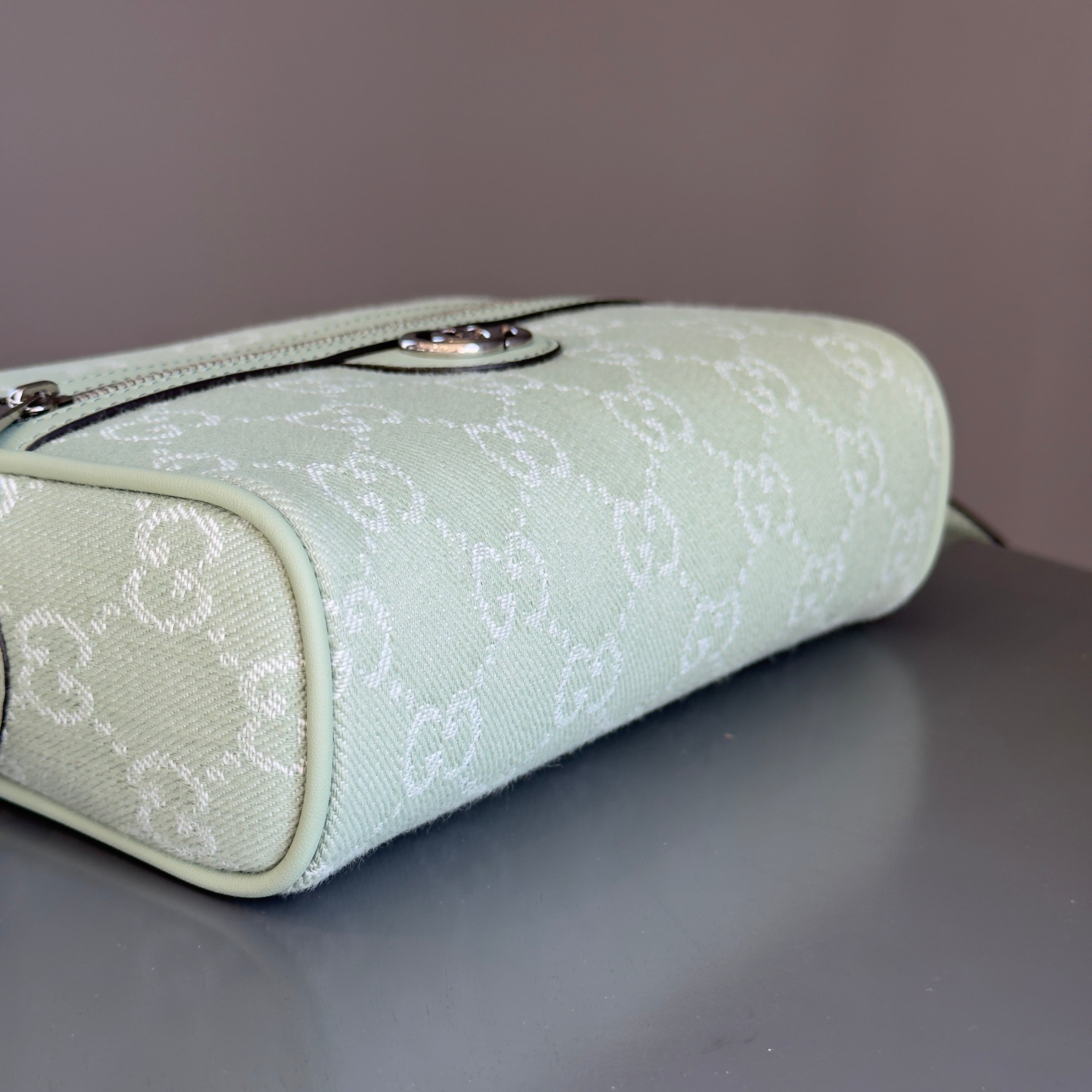 Gucci Ophidia Mini Bag in Pale Green Denim - Queen May
