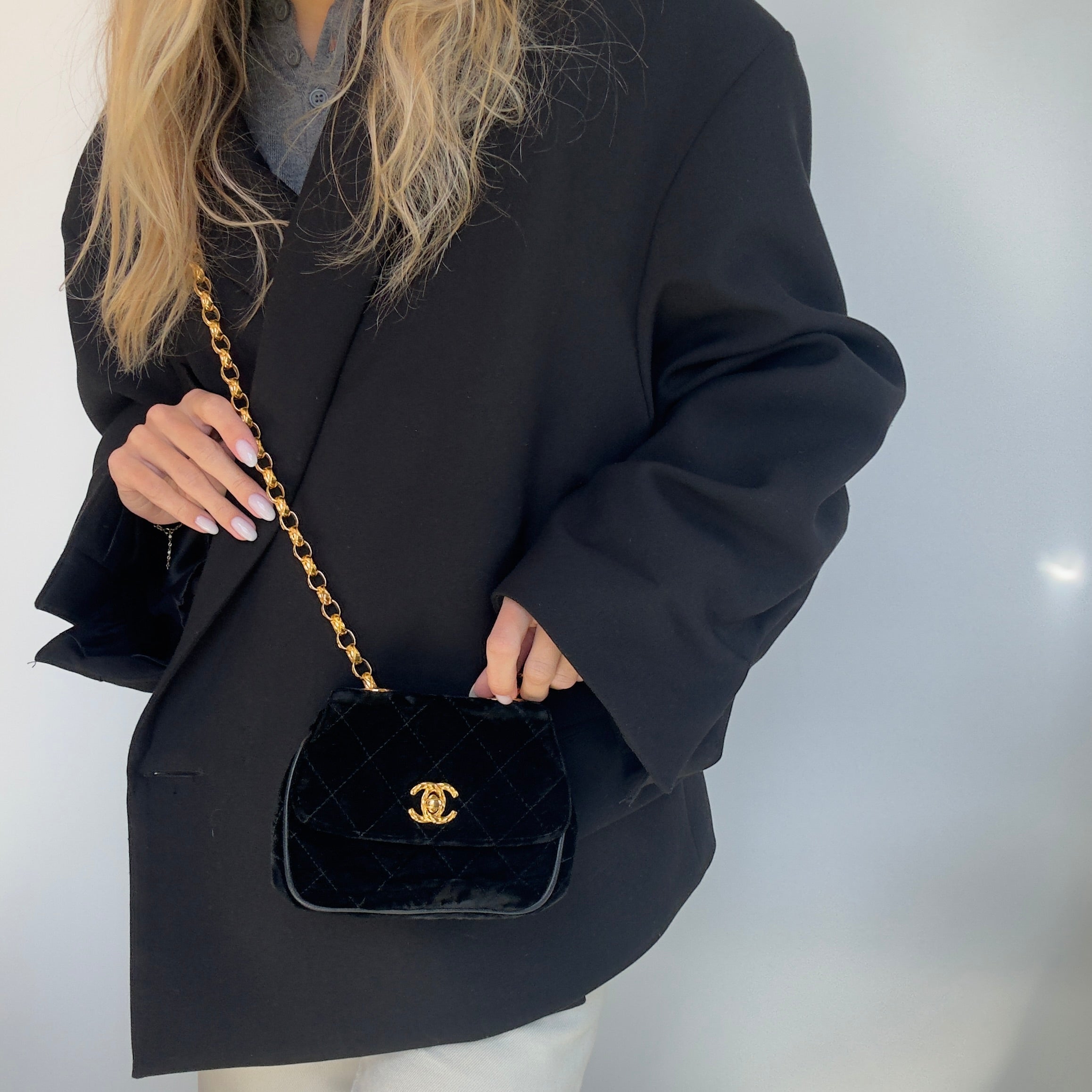 Chanel Quilted CC Velvet Bijoux Chain Crossbody - Queen May