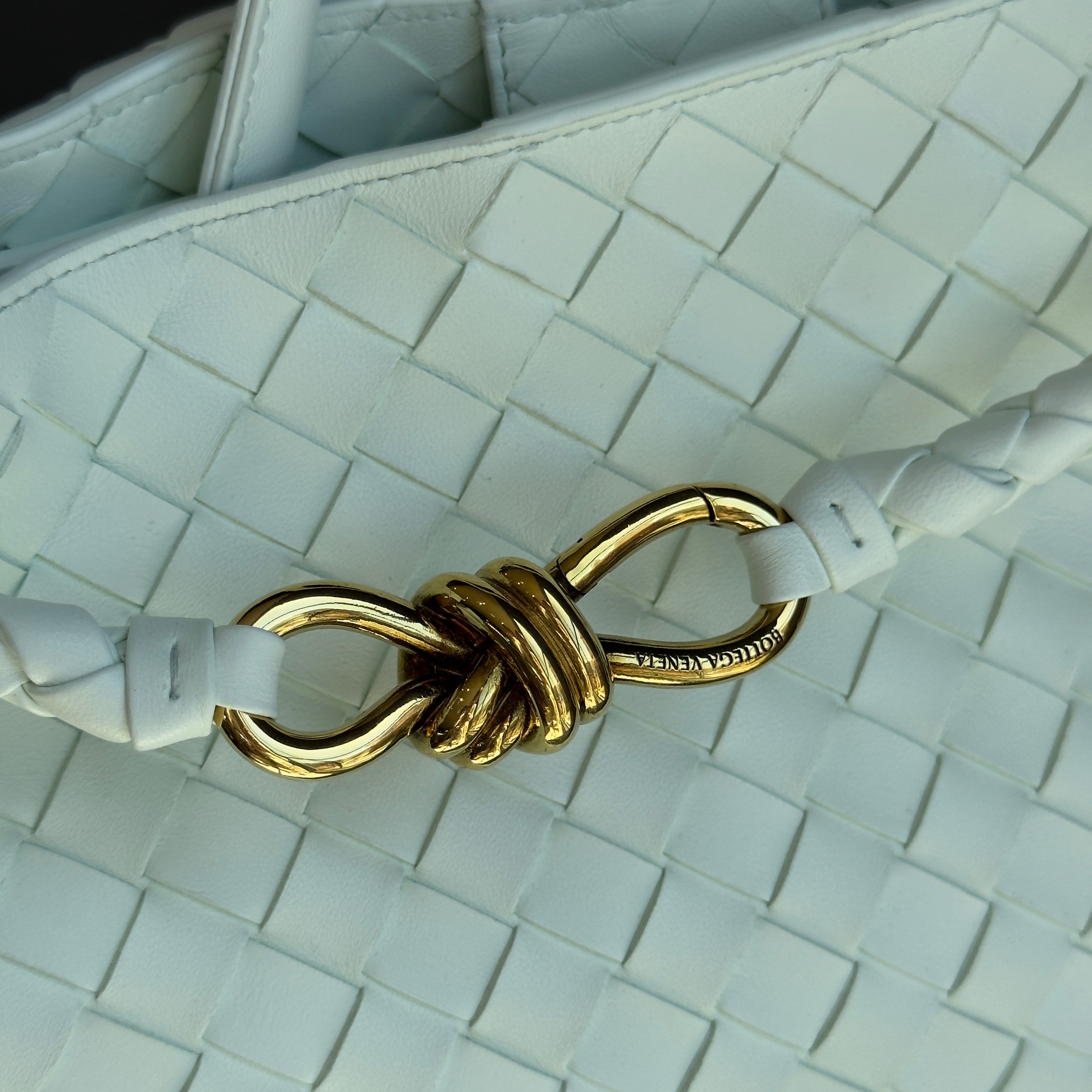 Bottega Veneta Intrecciato Andiamo Bag Medium Mint Glacier - Queen May