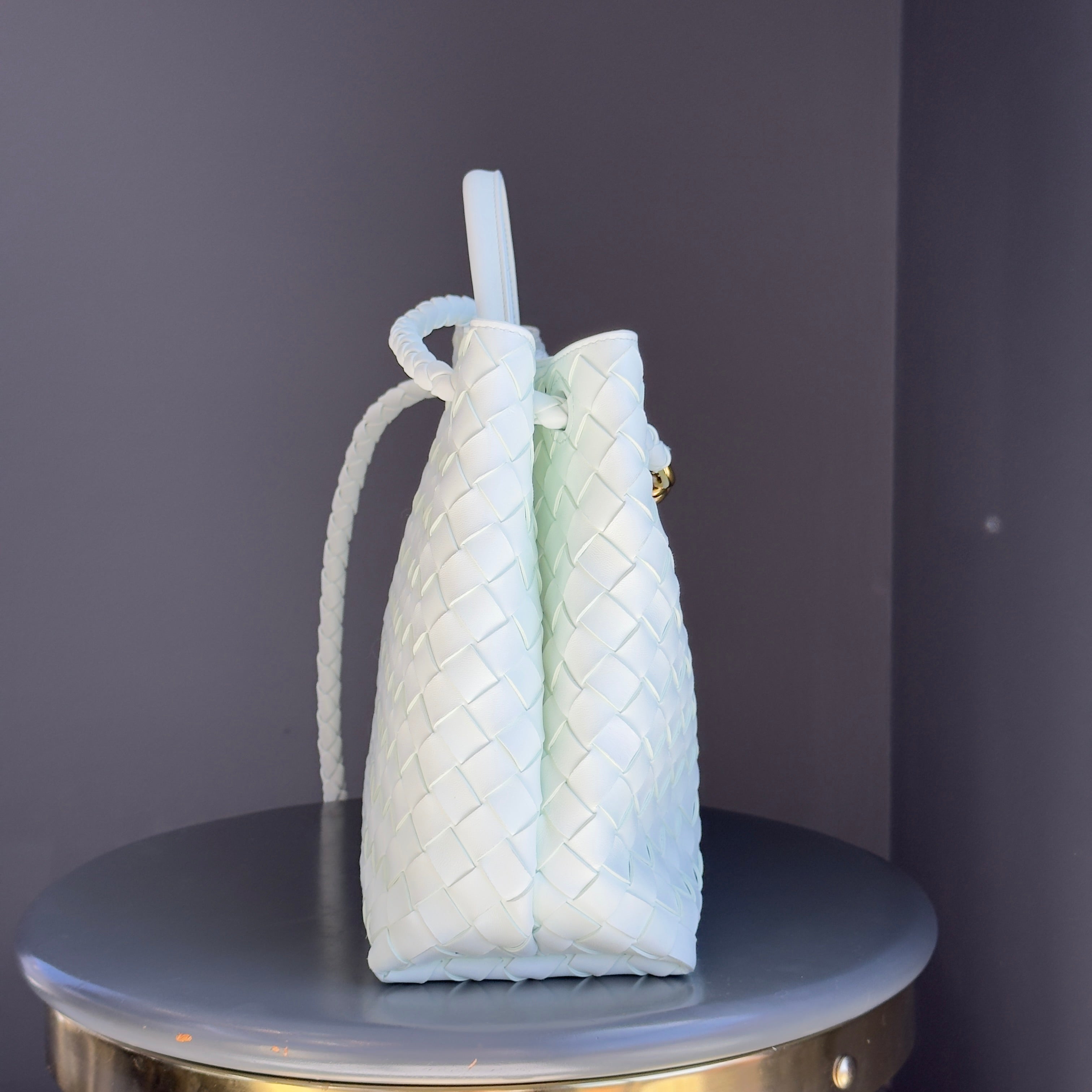 Bottega Veneta Intrecciato Andiamo Bag Medium Mint Glacier - Queen May