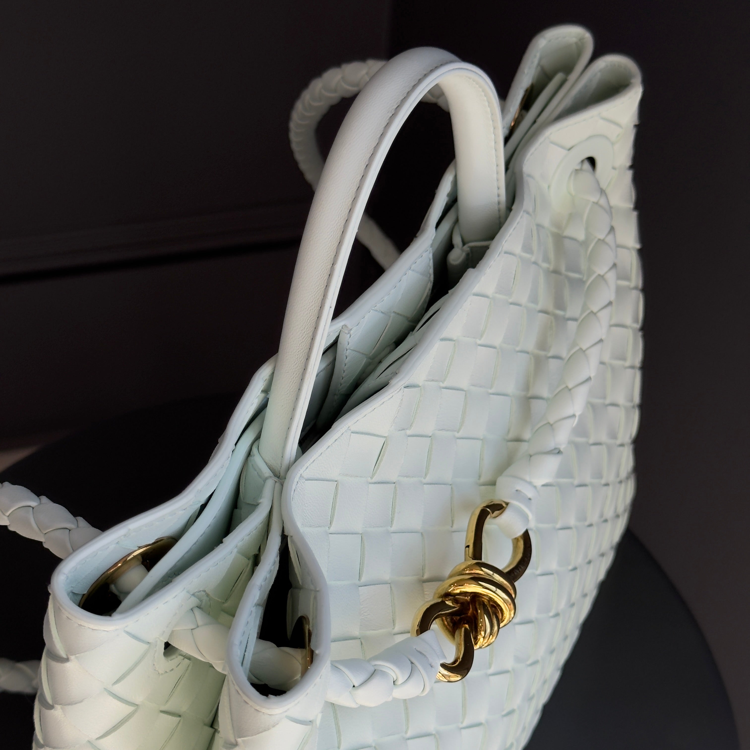 Bottega Veneta Intrecciato Andiamo Bag Medium Mint Glacier - Queen May