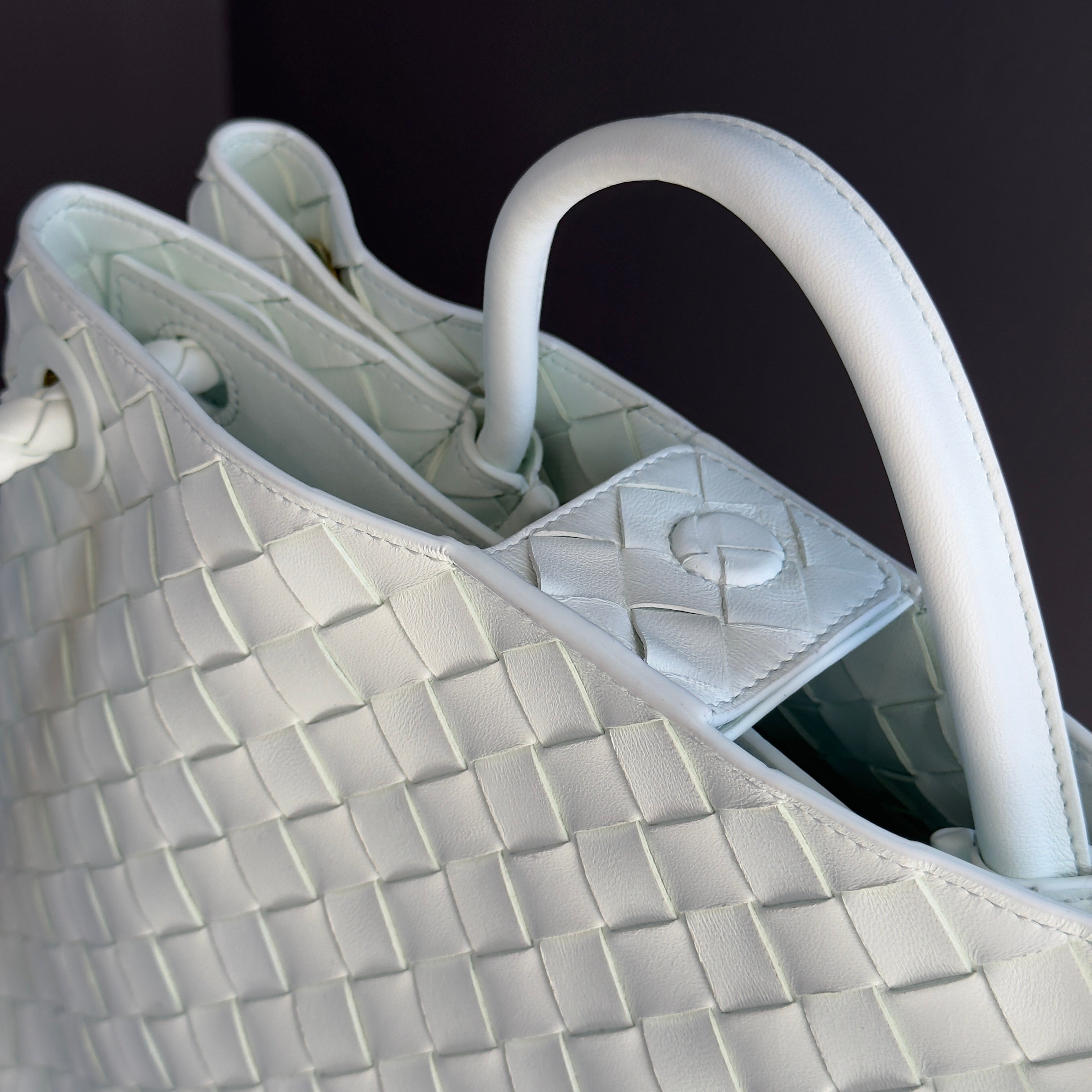 Bottega Veneta Intrecciato Andiamo Bag Medium Mint Glacier - Queen May