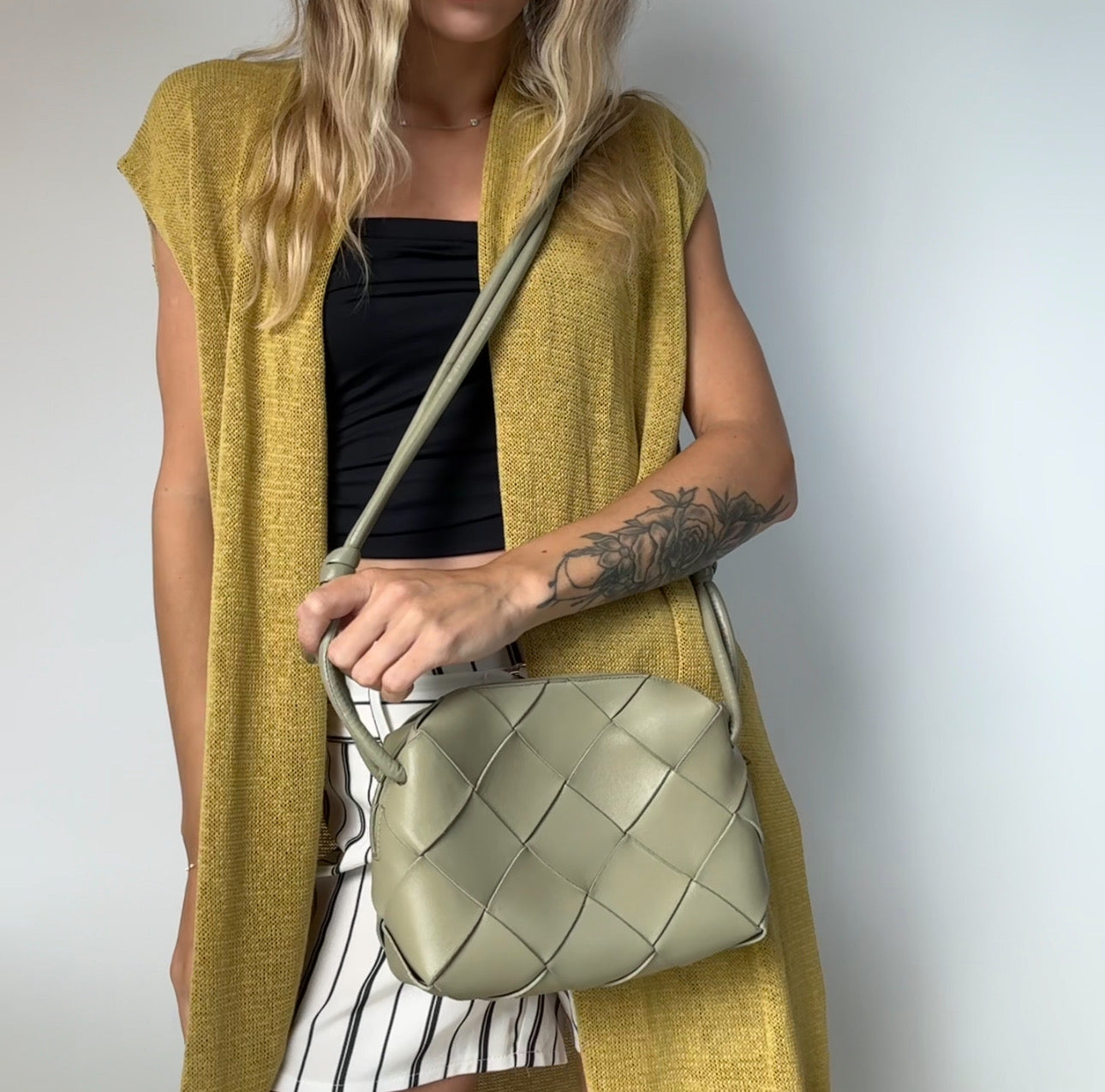 Bottega Veneta Lambskin Maxi Intreccio Small Cassette Camera Bag - Queen May