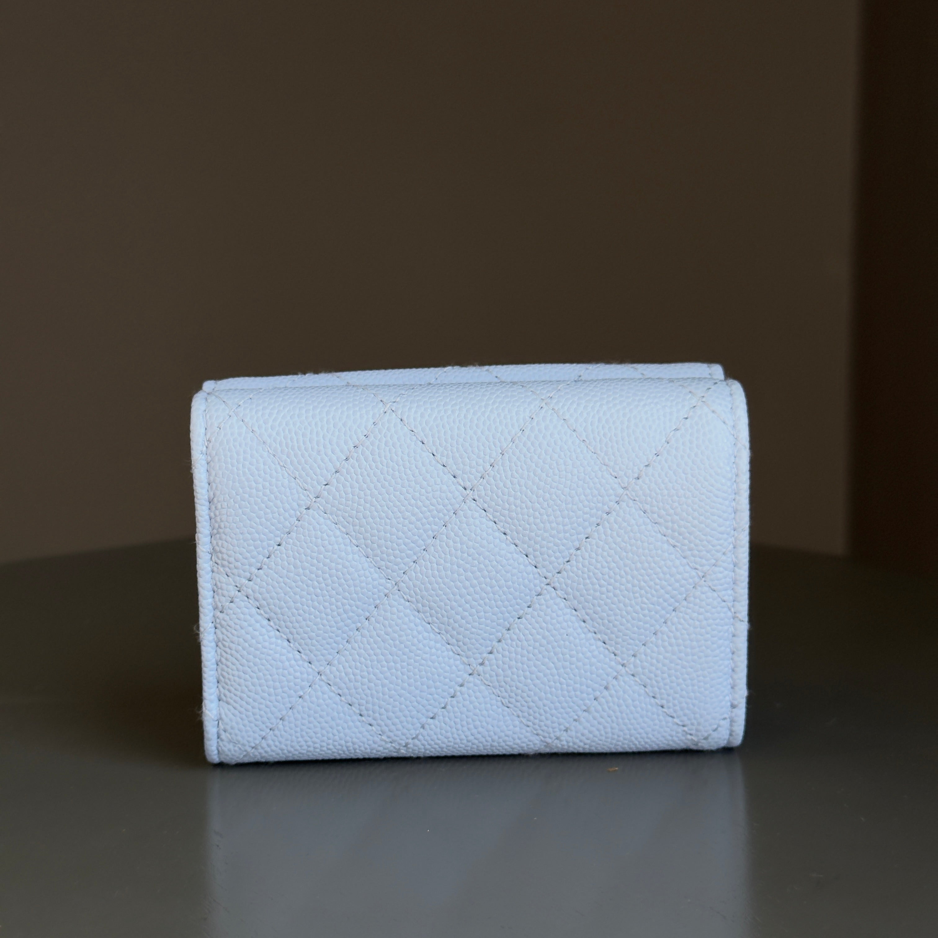 Chanel Caviar Quilted Flap Card Holder Wallet Light Blue - Queen May