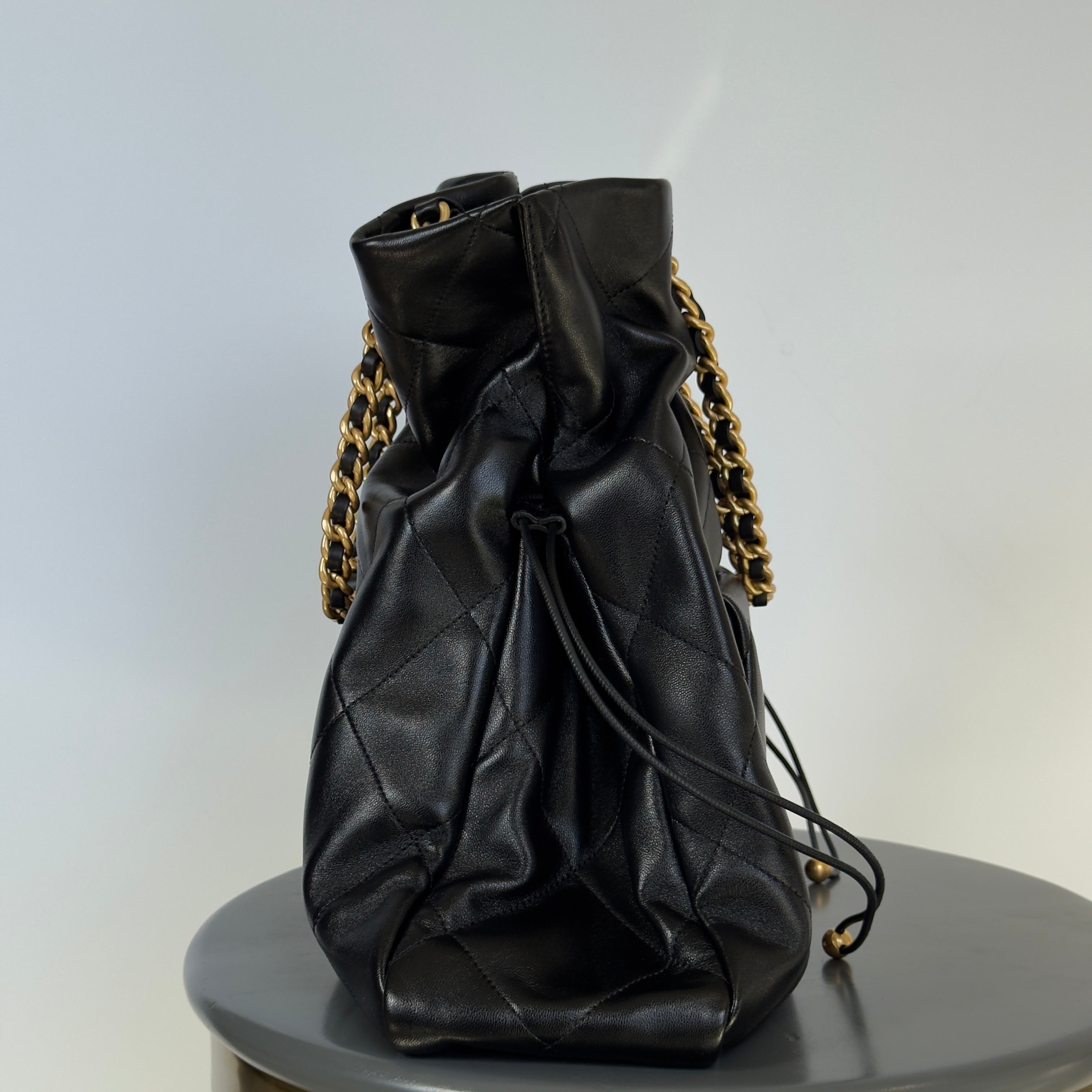 Chanel 2025 CC Shopping Bag Black Lambskin Leather - Queen May