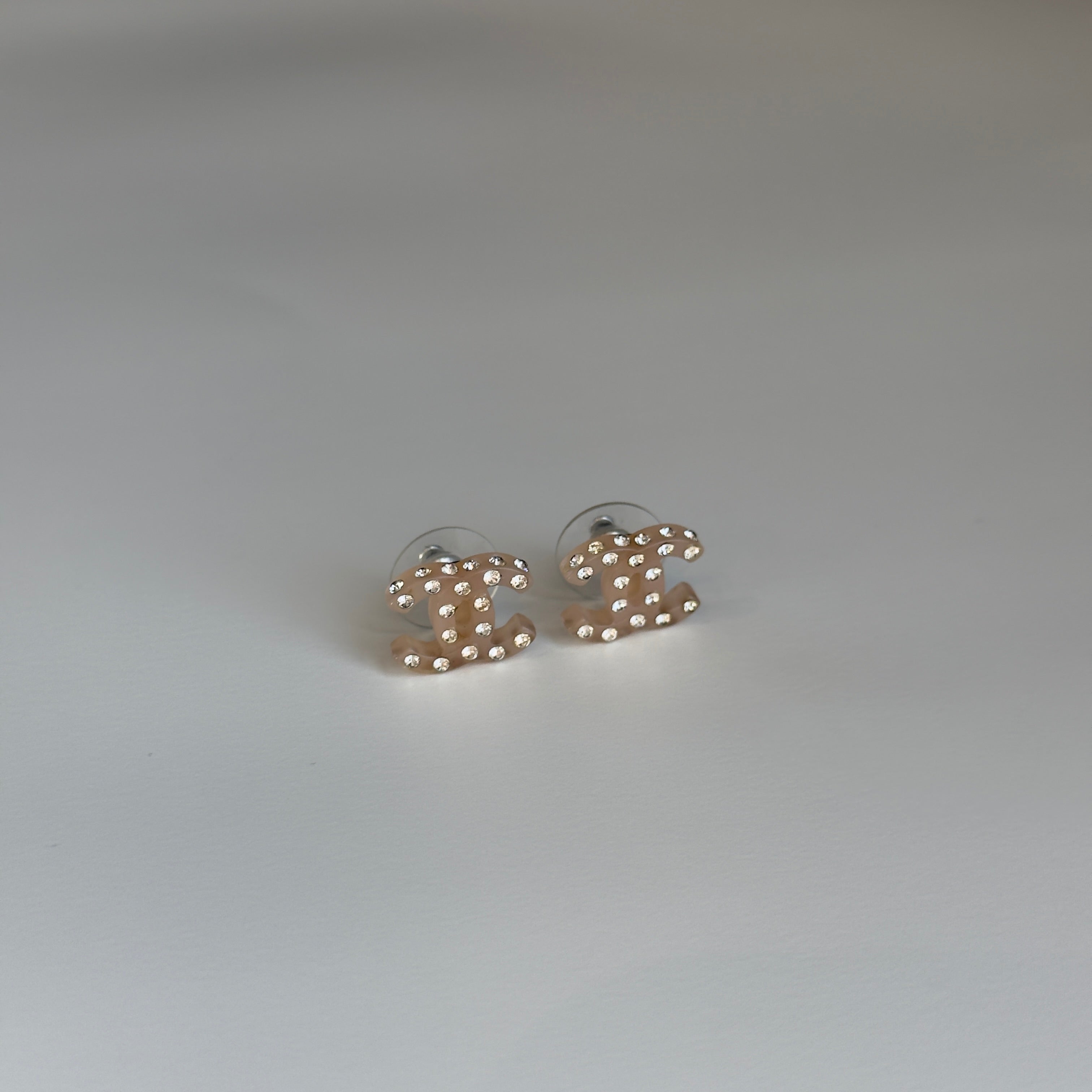 Chanel Crystal Resin CC Logo Earrings 2004 - Queen May