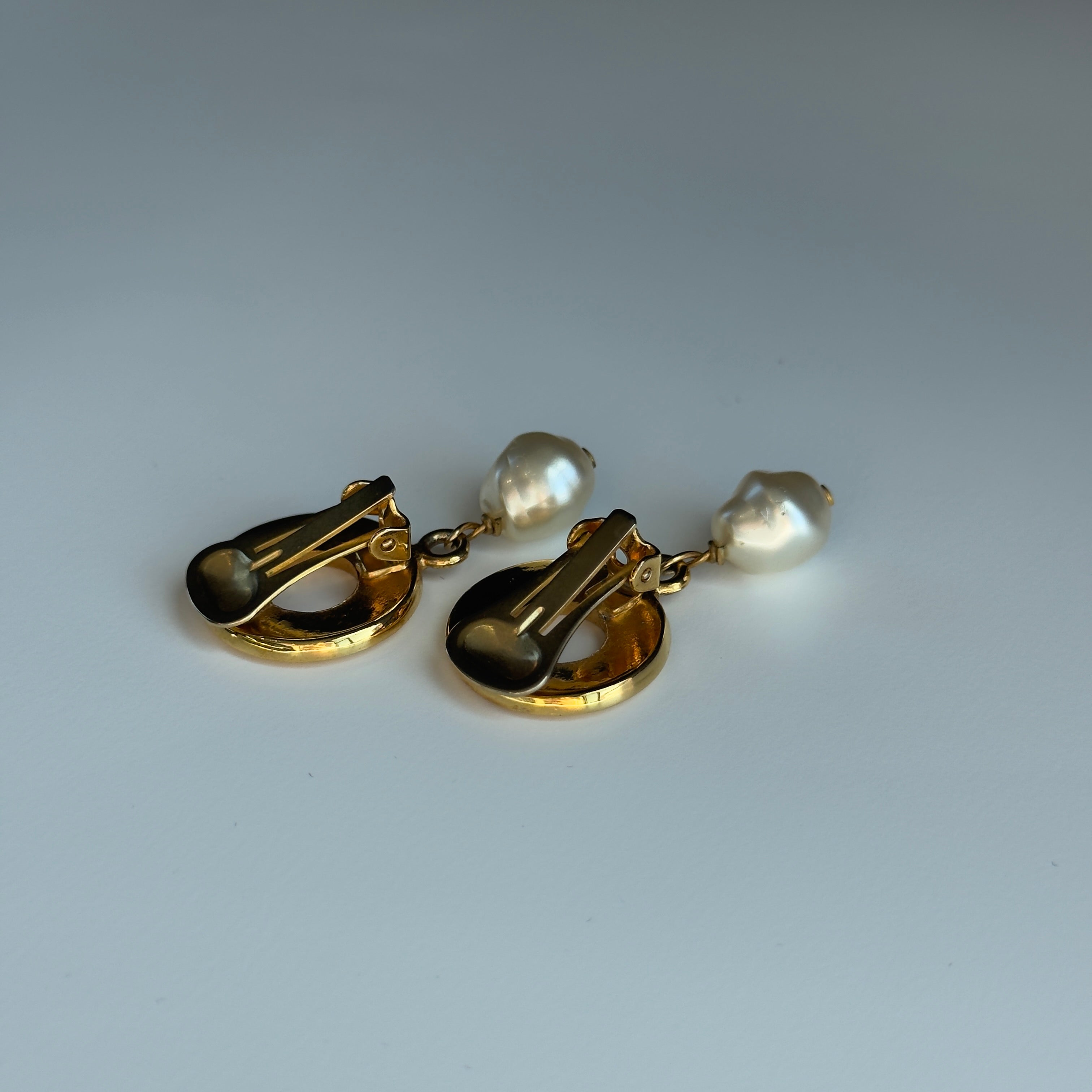 Celine Logo Faux Pearl Drop Clip-on Earrings - Queen May