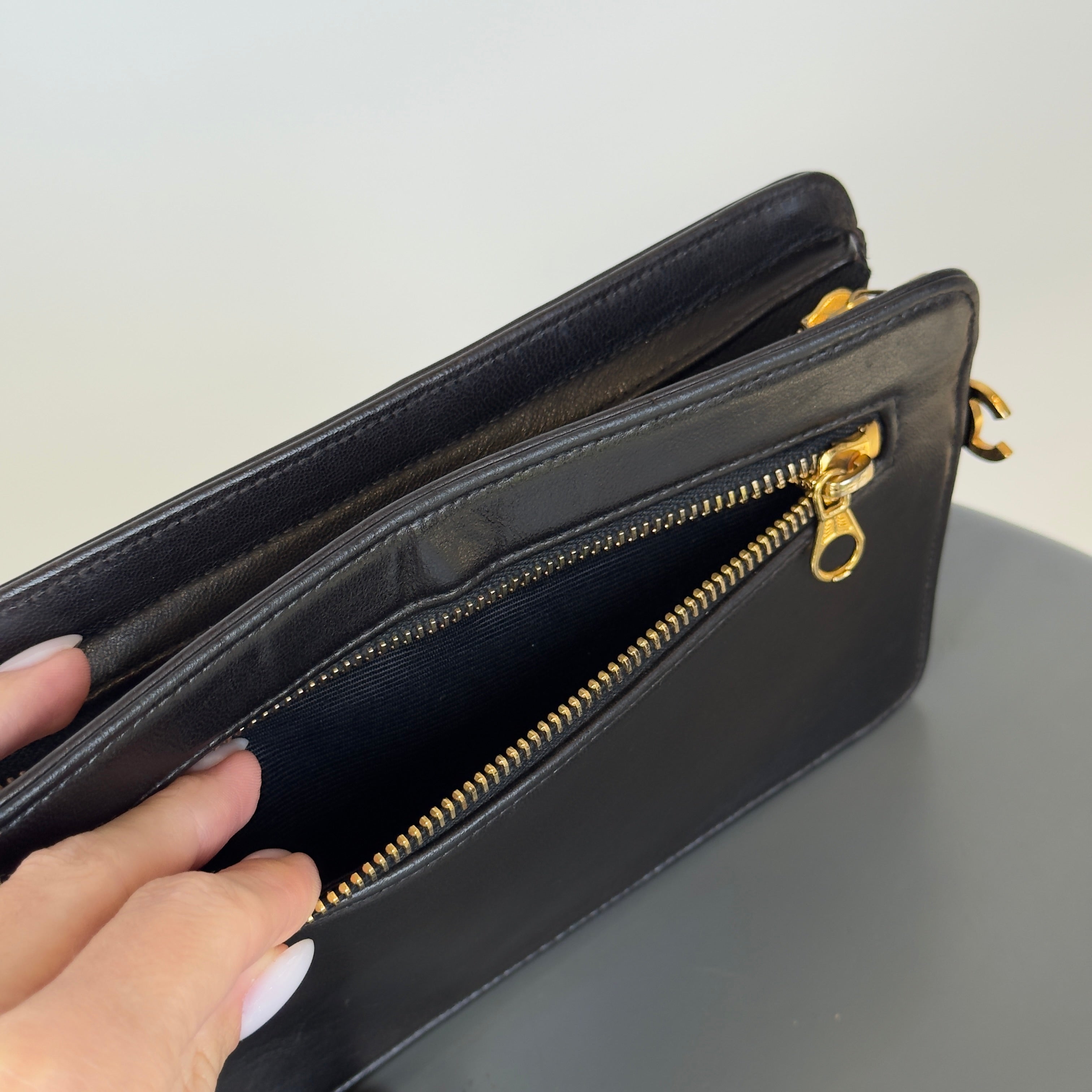 Vintage Chanel Lambskin Leather Clutch Bag - Queen May