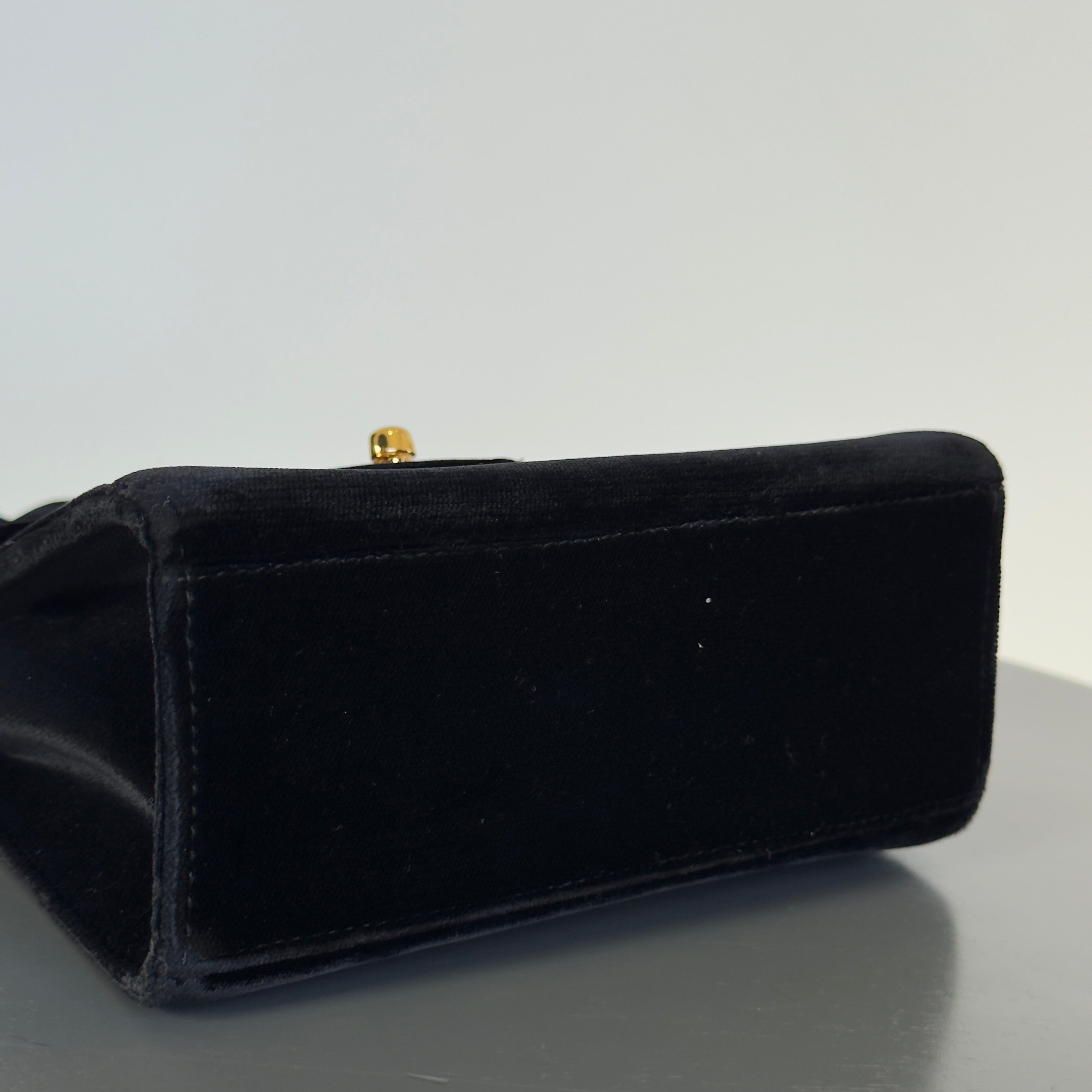 Ultra Rare Vintage Chanel Black Velvet Trusted Top Handle Bag 1996-1997 - Queen May