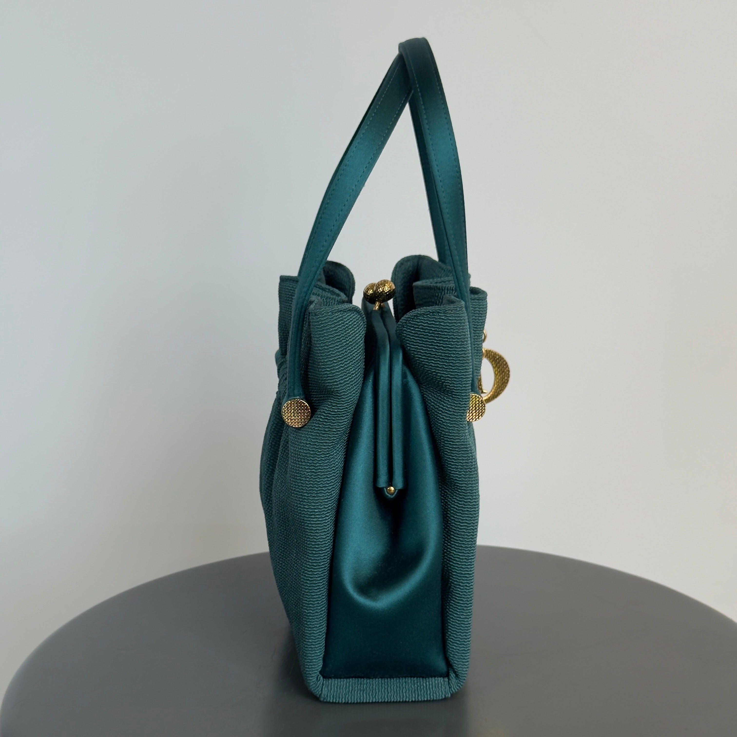 Rare Dior Kisslock Satin Teal Bag - Queen May
