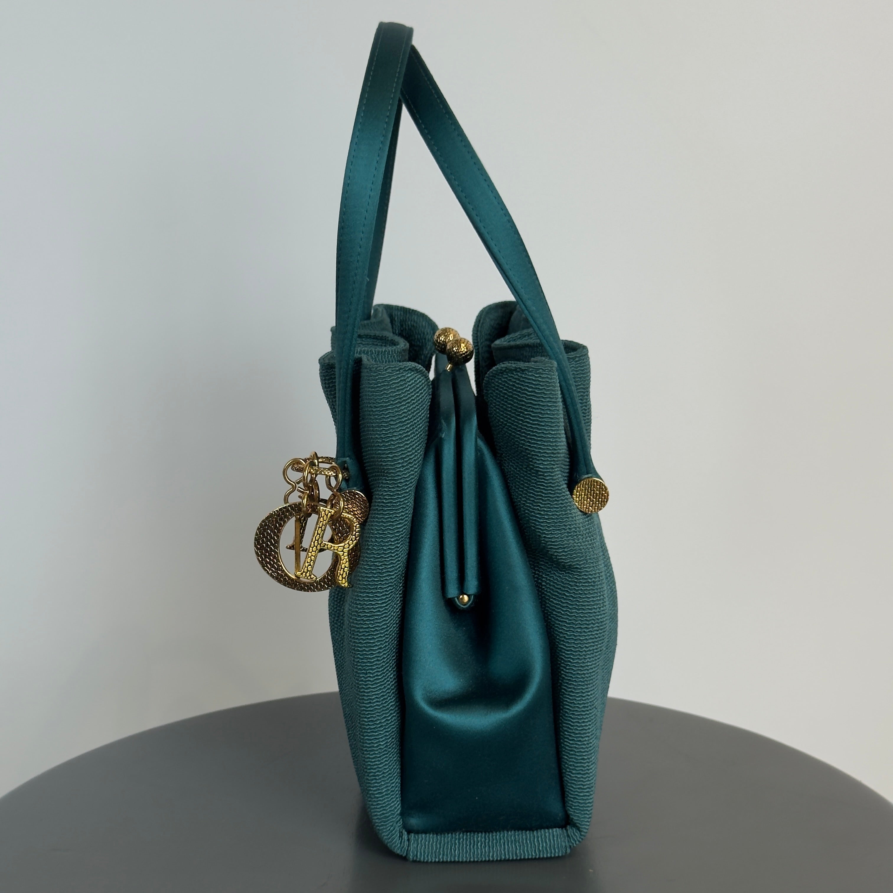 Rare Dior Kisslock Satin Teal Bag - Queen May