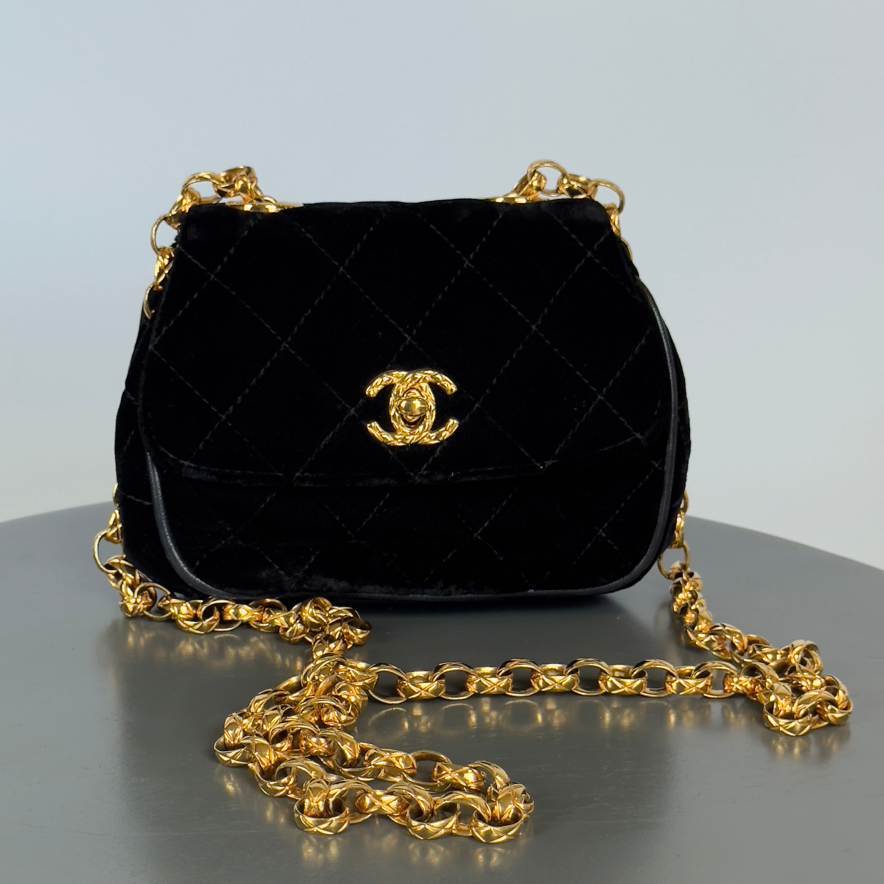 Chanel Quilted CC Velvet Bijoux Chain Crossbody - Queen May