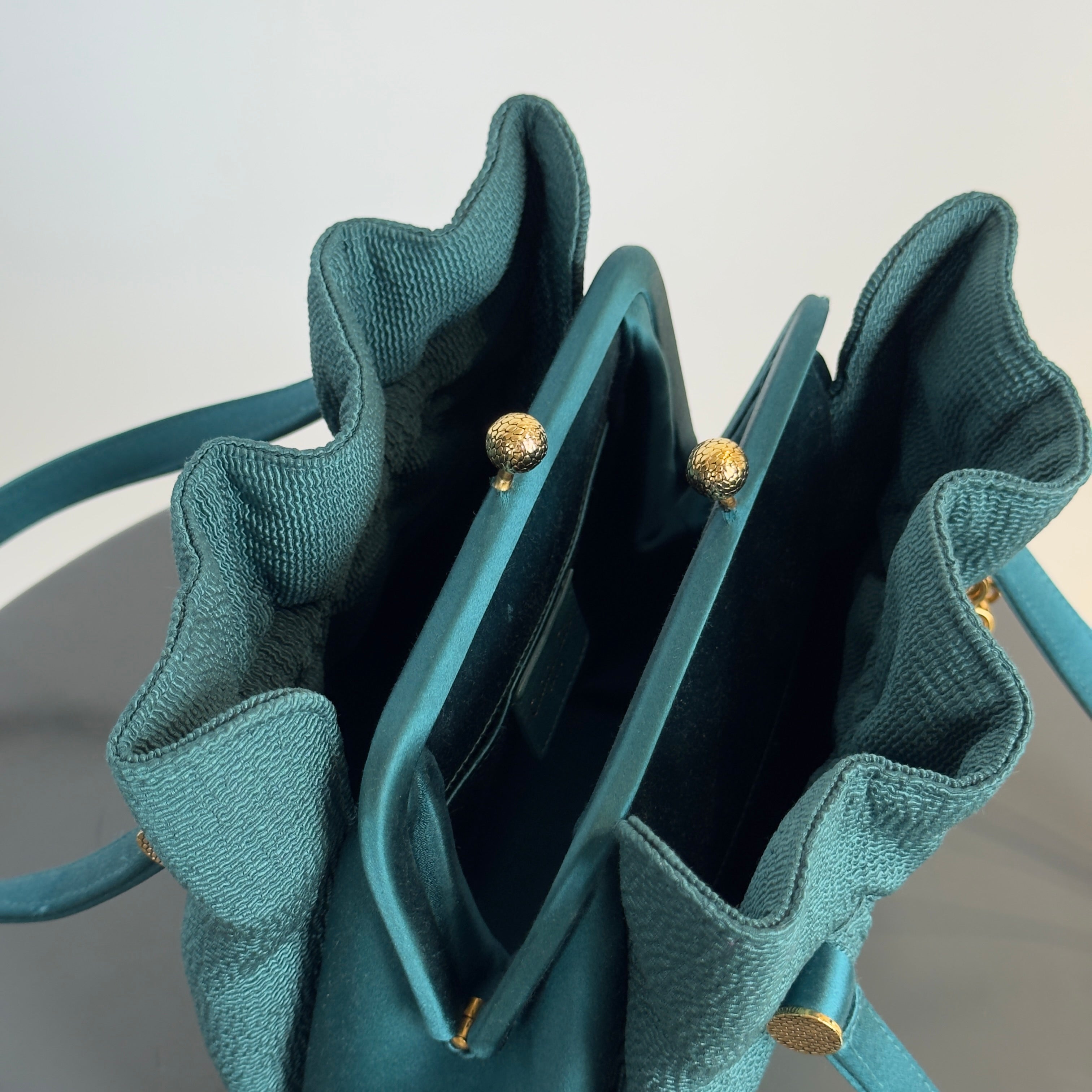 Rare Dior Kisslock Satin Teal Bag - Queen May