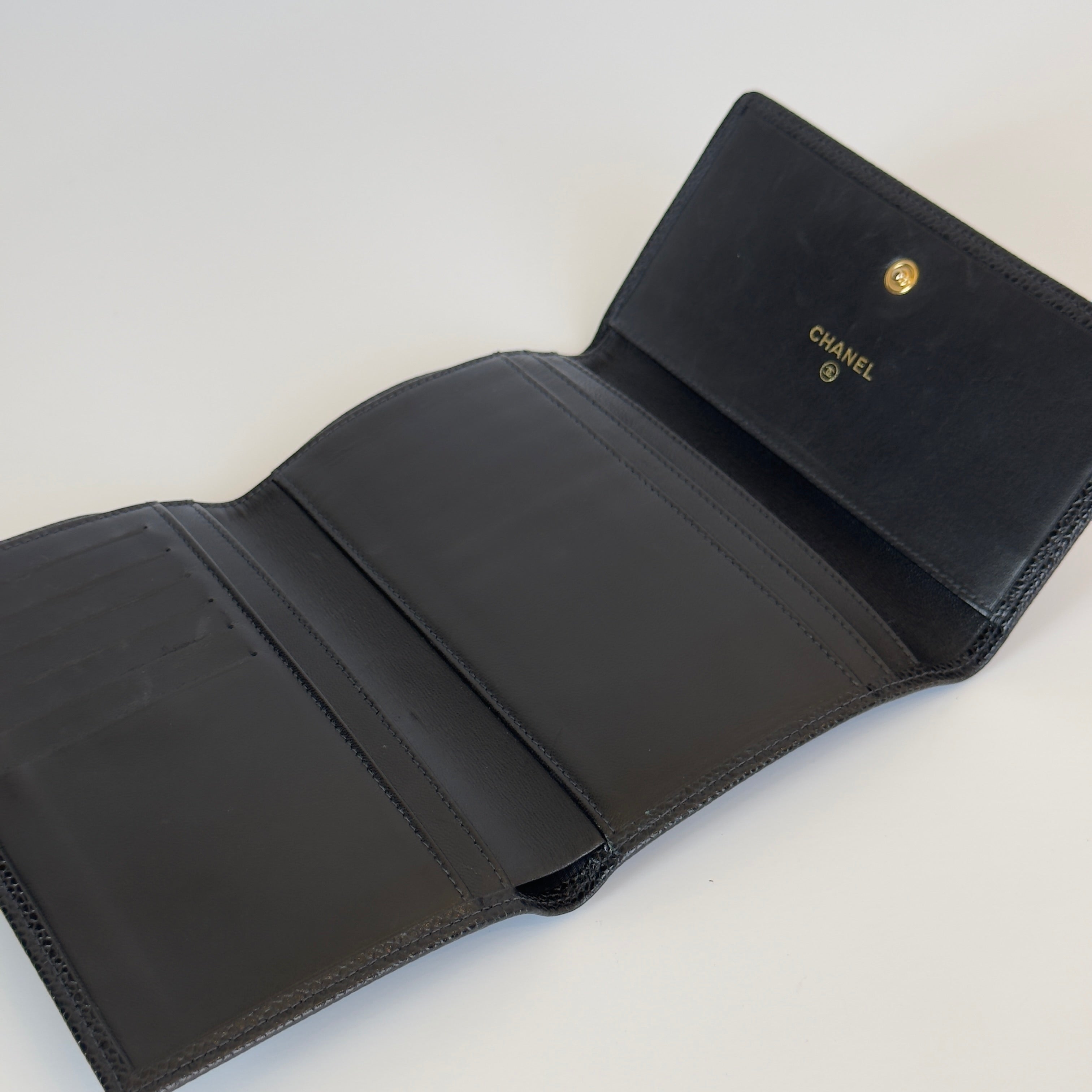 Vintage Chanel Timeless Trifold Wallet Caviar Leather - Queen May