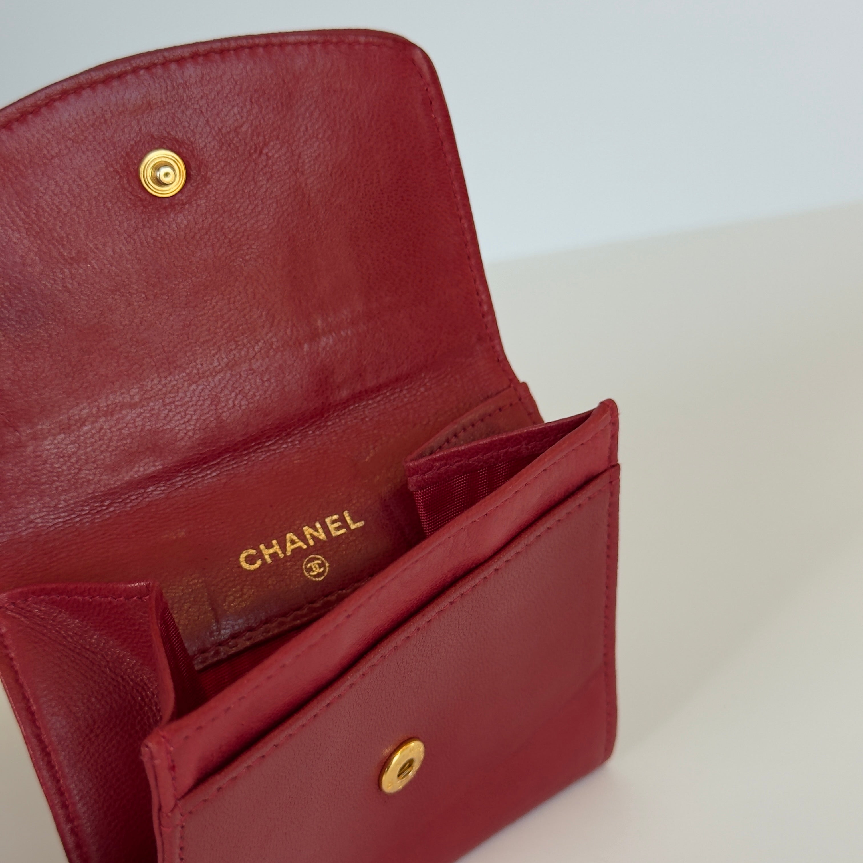 Chanel Red Lambskin Wallet - Queen May