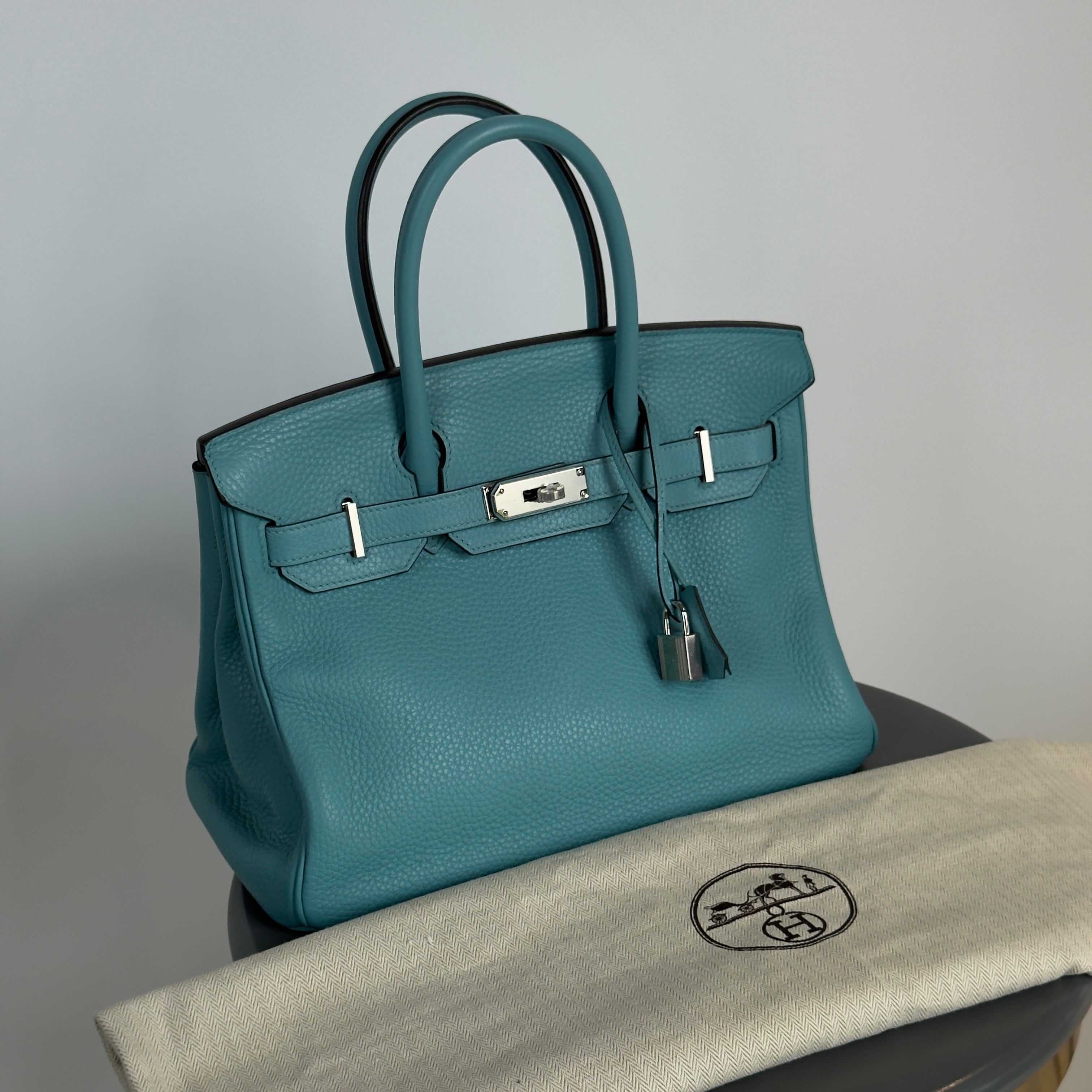 Hermes Birkin Bleu Saint Cyr Togo 30 Palladium Hardware 2015 - Queen May