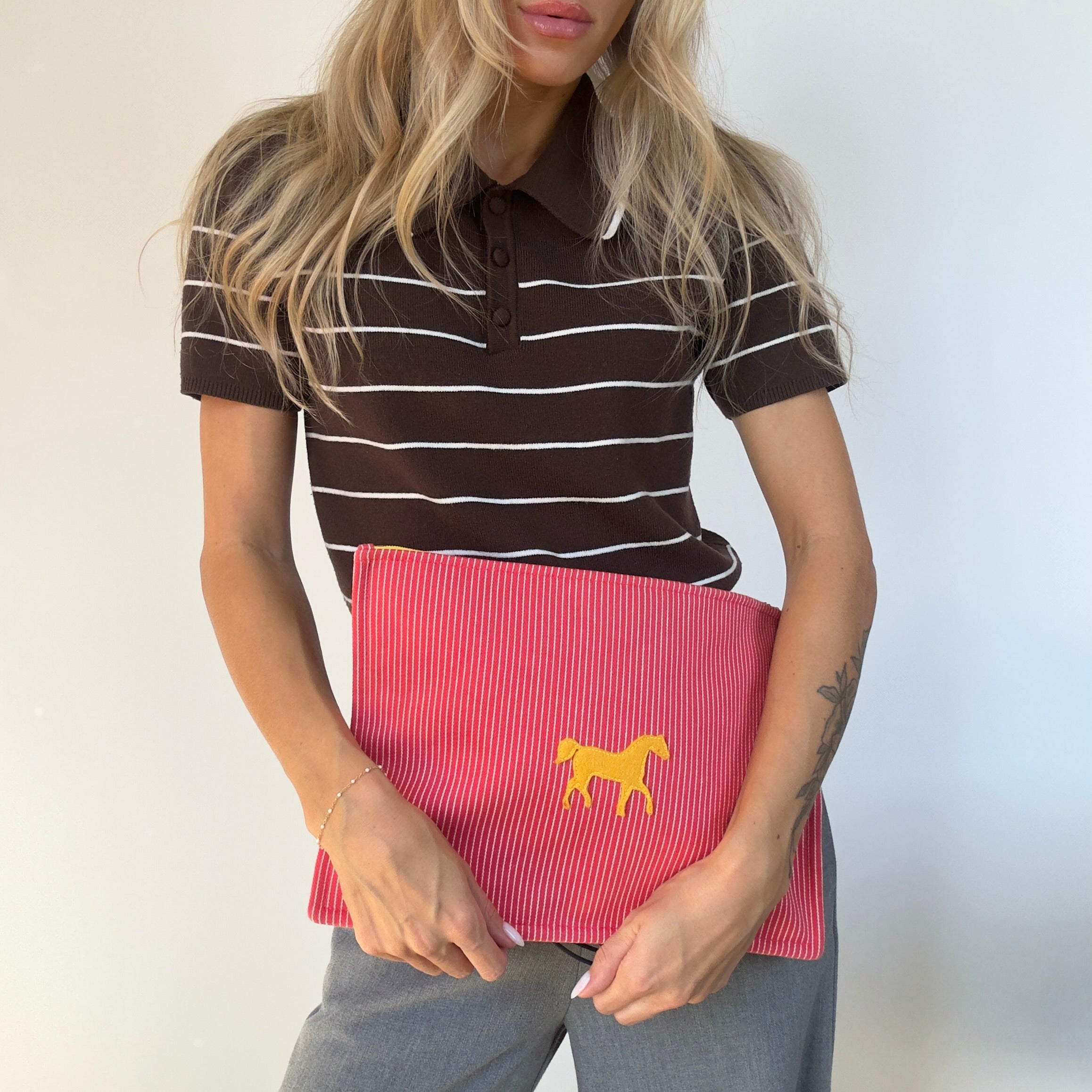 Hermes Bora Bora GM Pouch Canvas Striped - Queen May