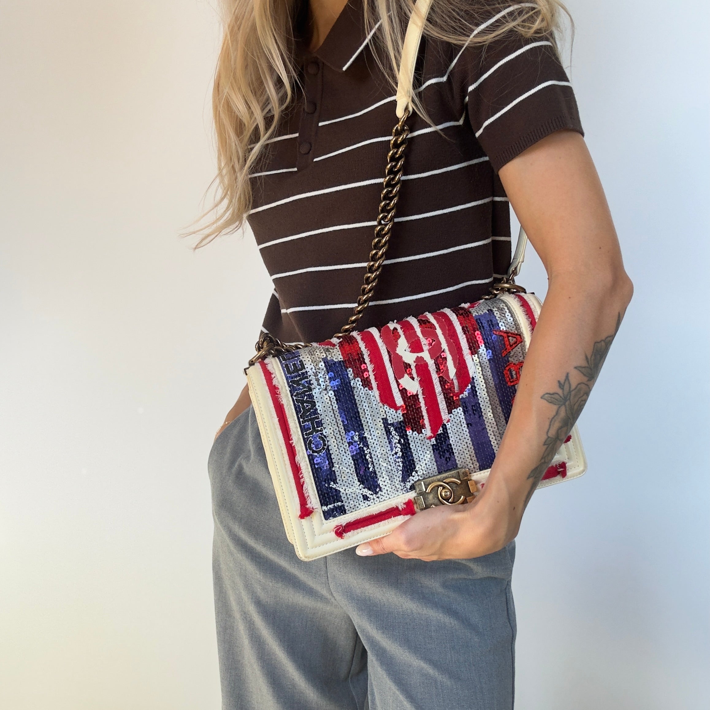 Rare Chanel Paris-Cuba Multicolor Sequin Boy Bag Medium - Queen May