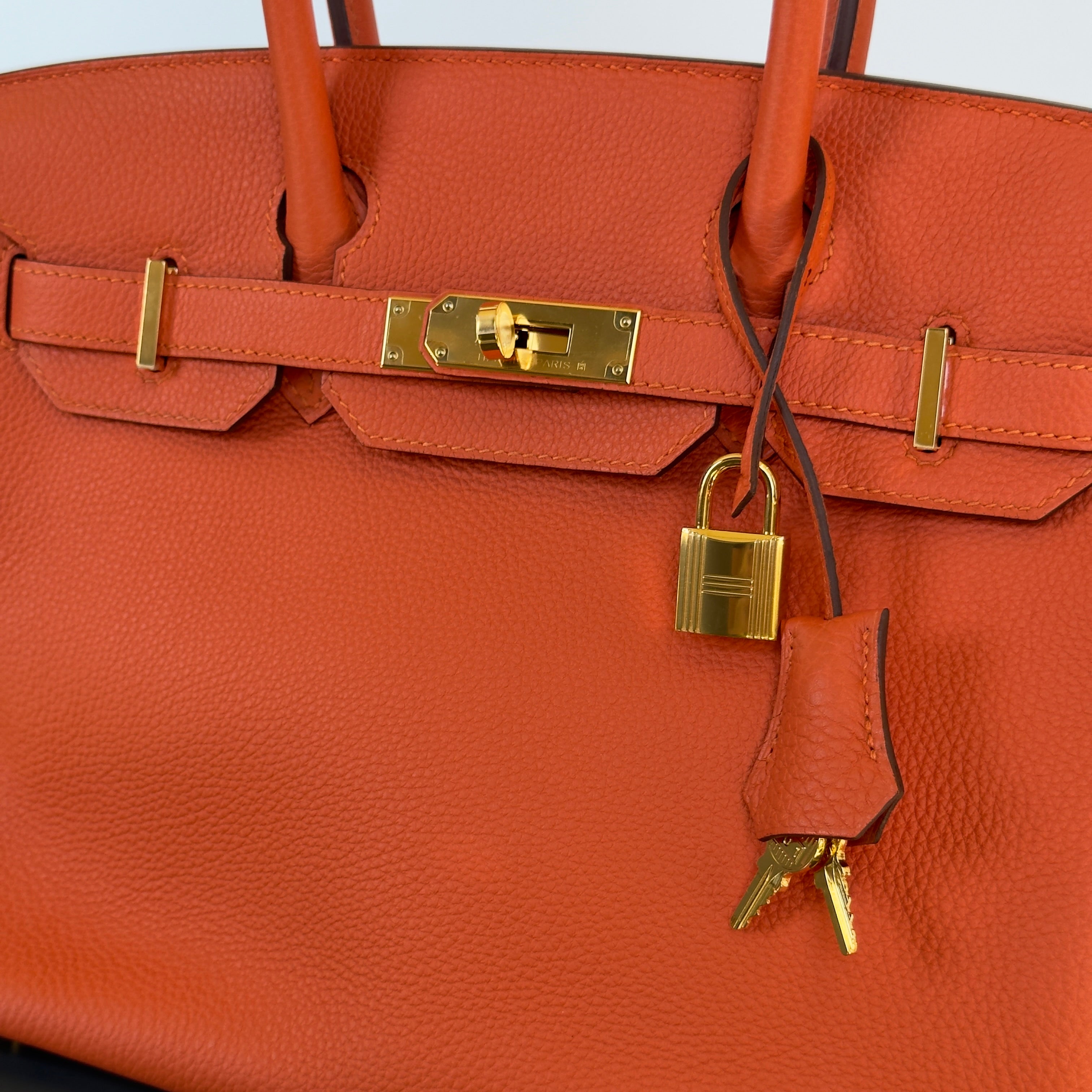 Hermes Birkin 30 Feu Togo Gold Hardware 2017