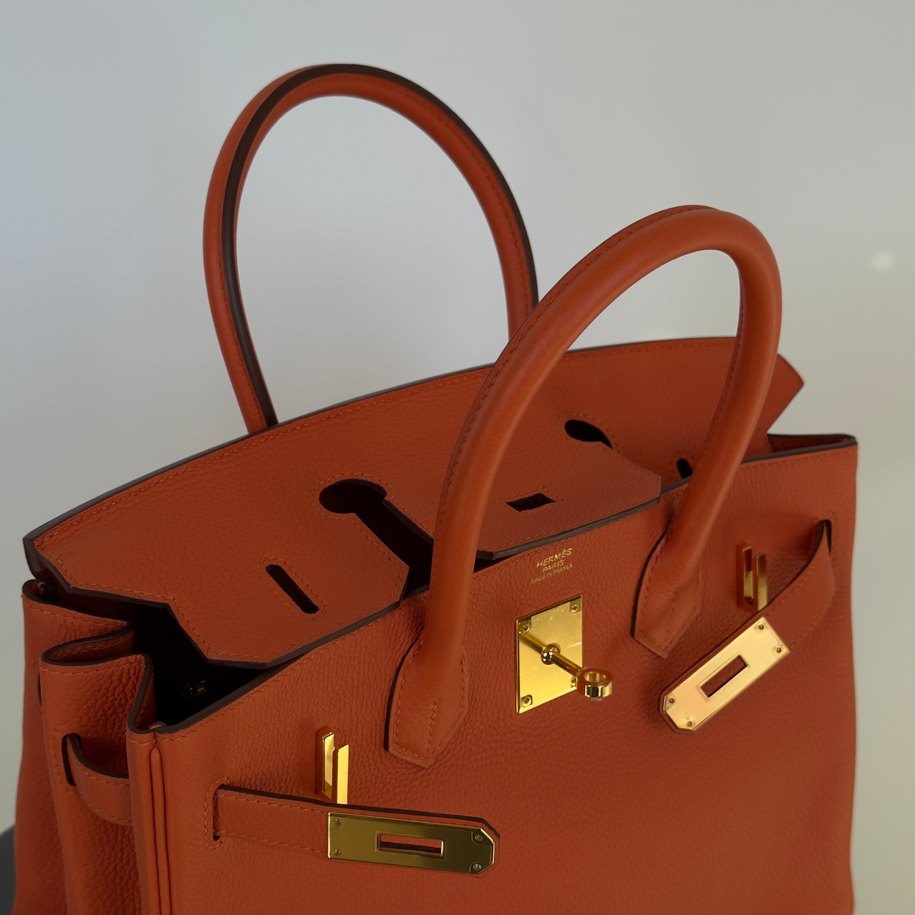 Hermes Birkin 30 Feu Togo Gold Hardware 2017