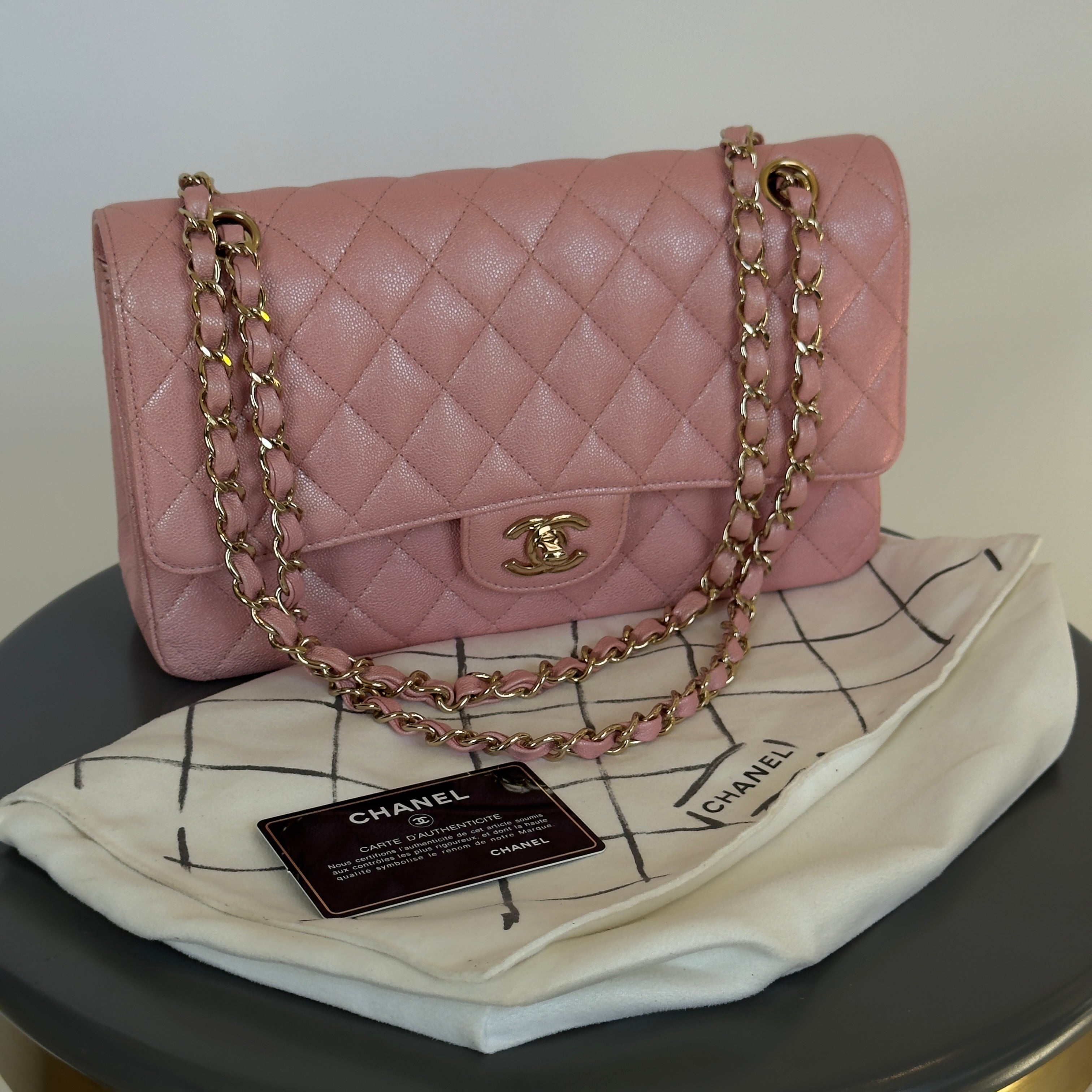 Chanel 19S Iridescent Pink Medium Classic Flap 2019