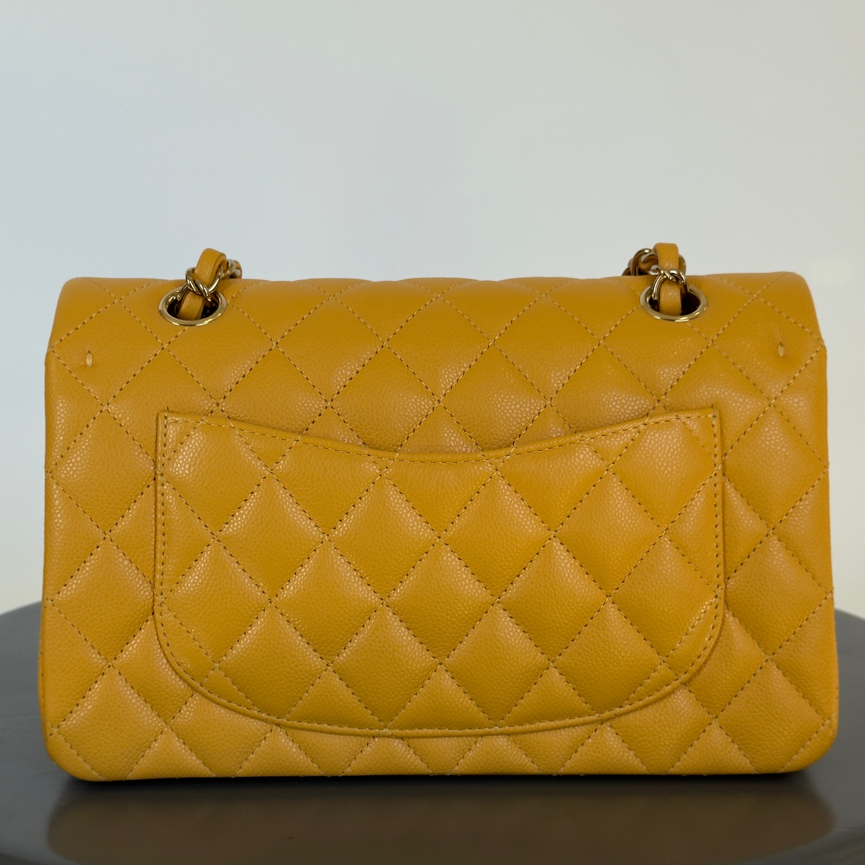 Chanel Double Flap Yellow Caviar