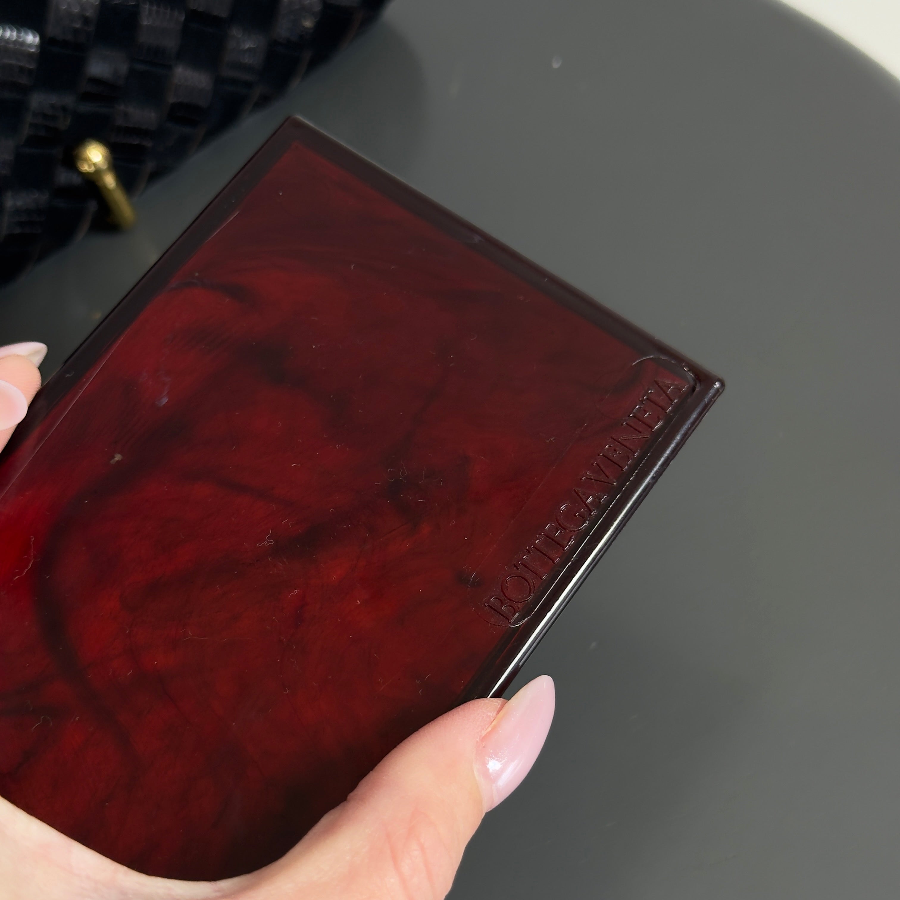 Bottega Veneta Intrecciato Suede Woven Mirror Clutch - Queen May