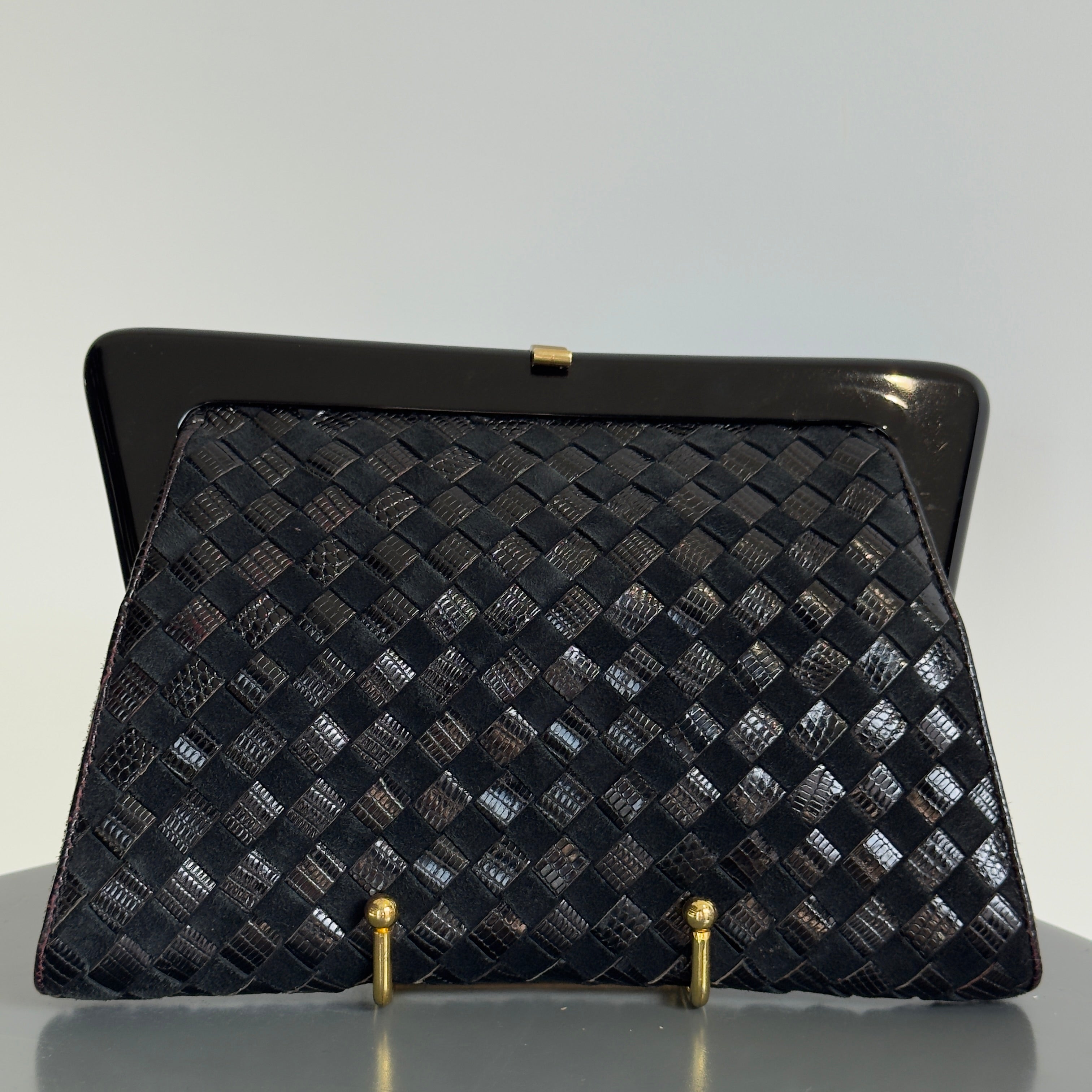 Bottega Veneta Intrecciato Suede Woven Mirror Clutch - Queen May