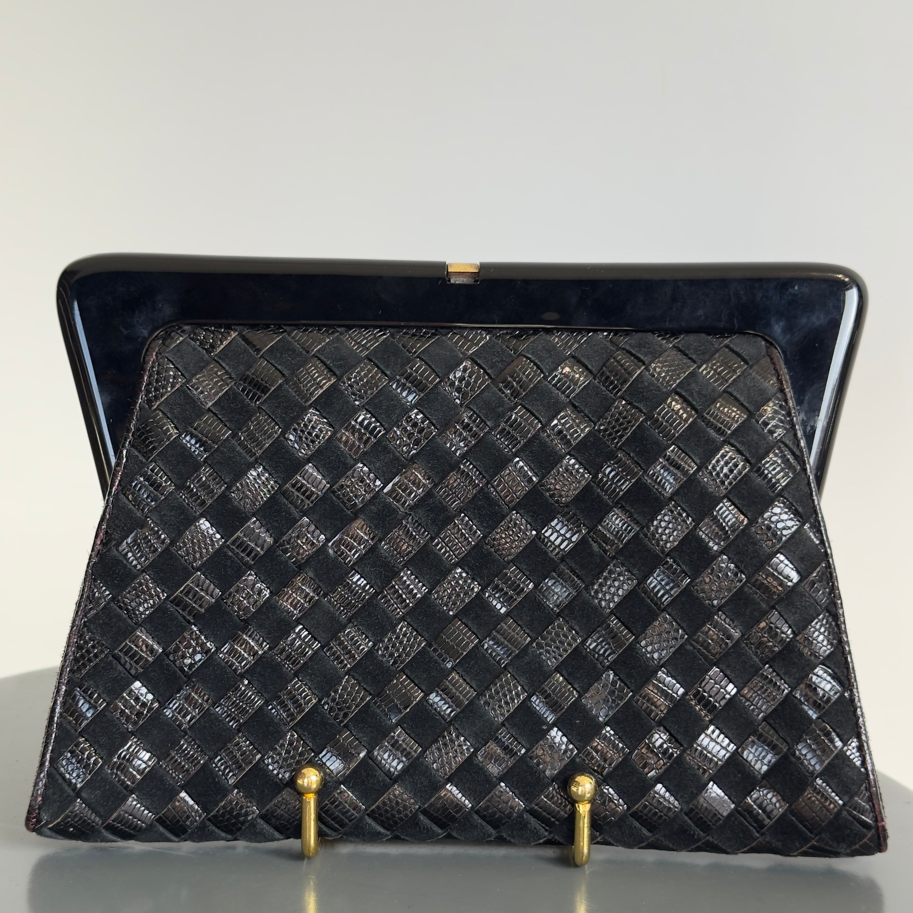 Bottega Veneta Intrecciato Suede Woven Mirror Clutch - Queen May