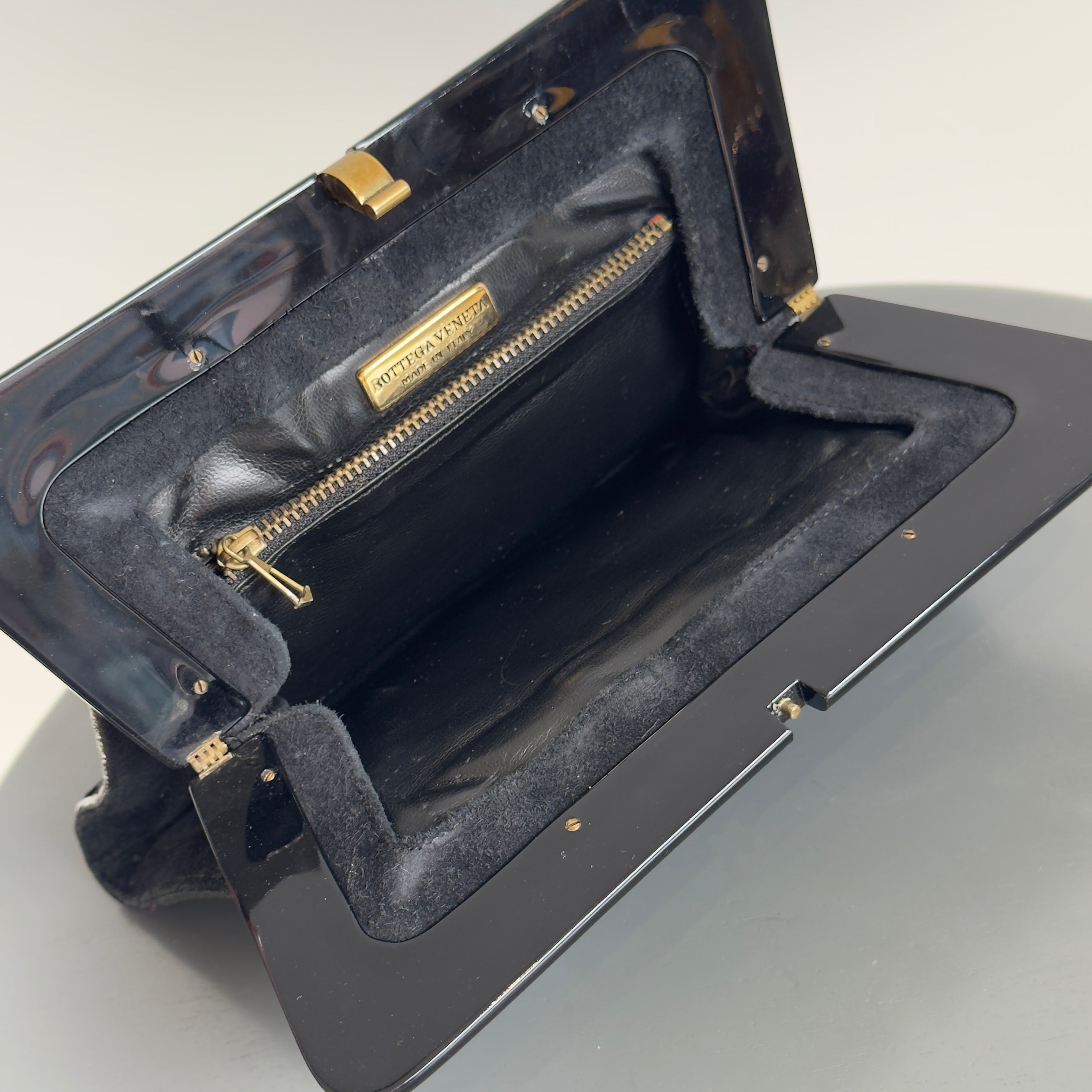 Bottega Veneta Intrecciato Suede Woven Mirror Clutch - Queen May