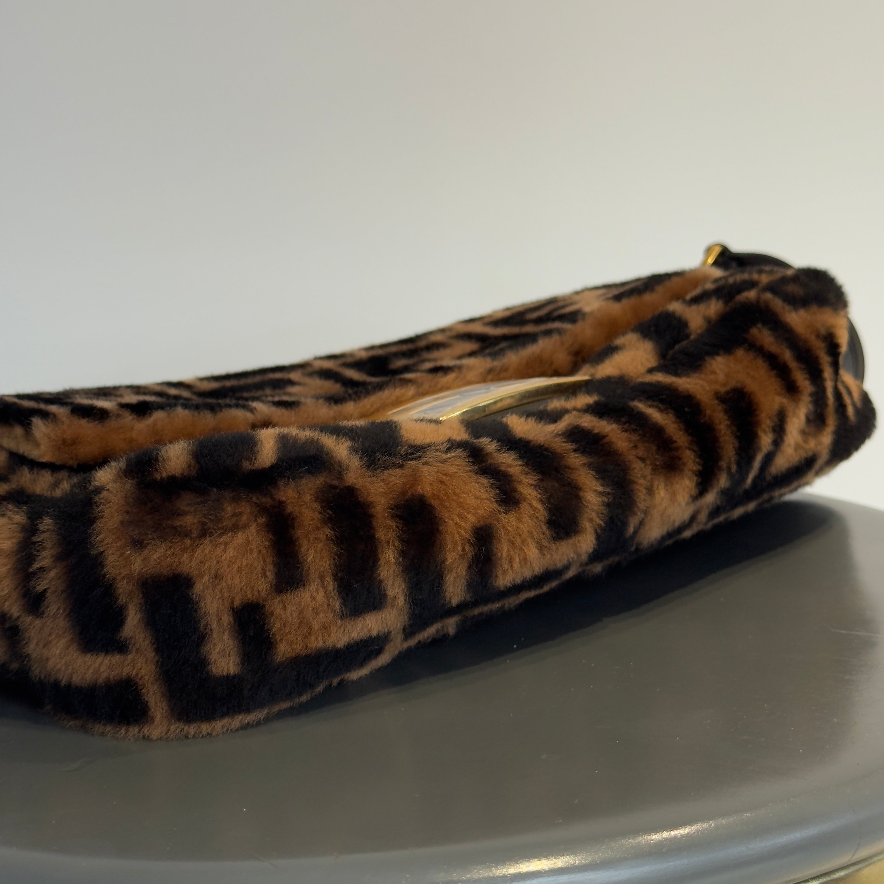 Fendi Shearling FF Zucca Baguette Bag - Queen May