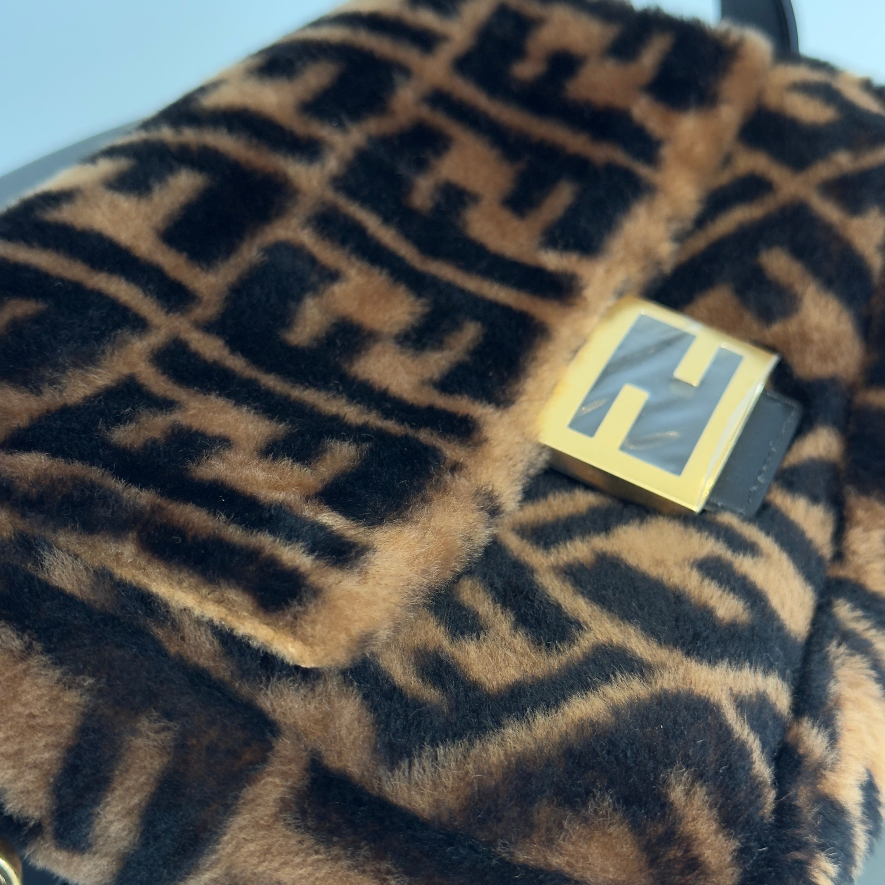 Fendi Shearling FF Zucca Baguette Bag - Queen May