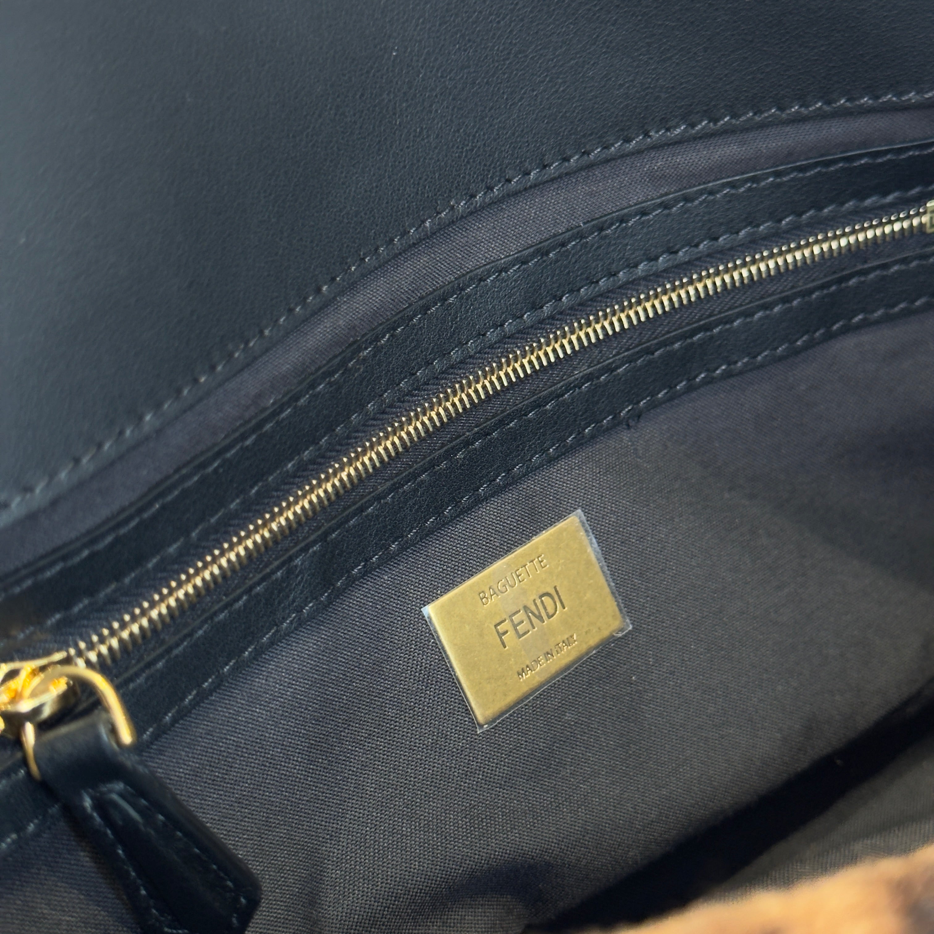 Fendi Shearling FF Zucca Baguette Bag - Queen May
