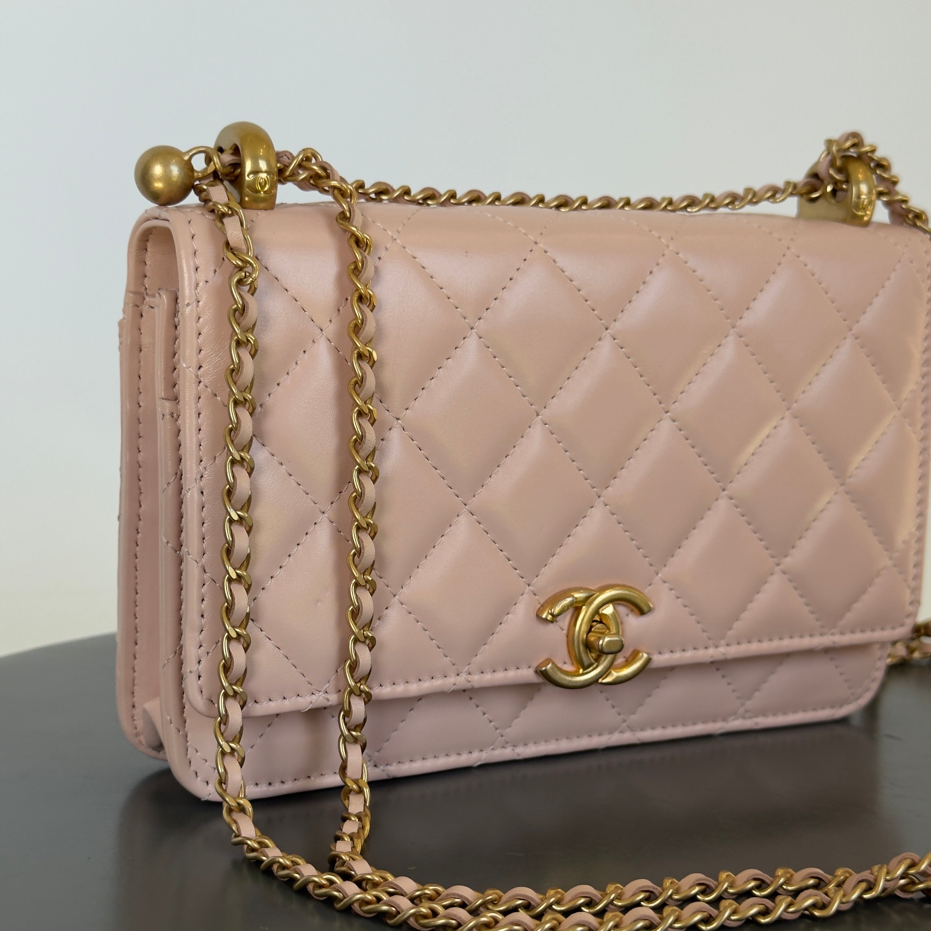 Chanel Calfskin Quilted Perfect Fit Wallet on Chain WOC Light Pink - Queen May