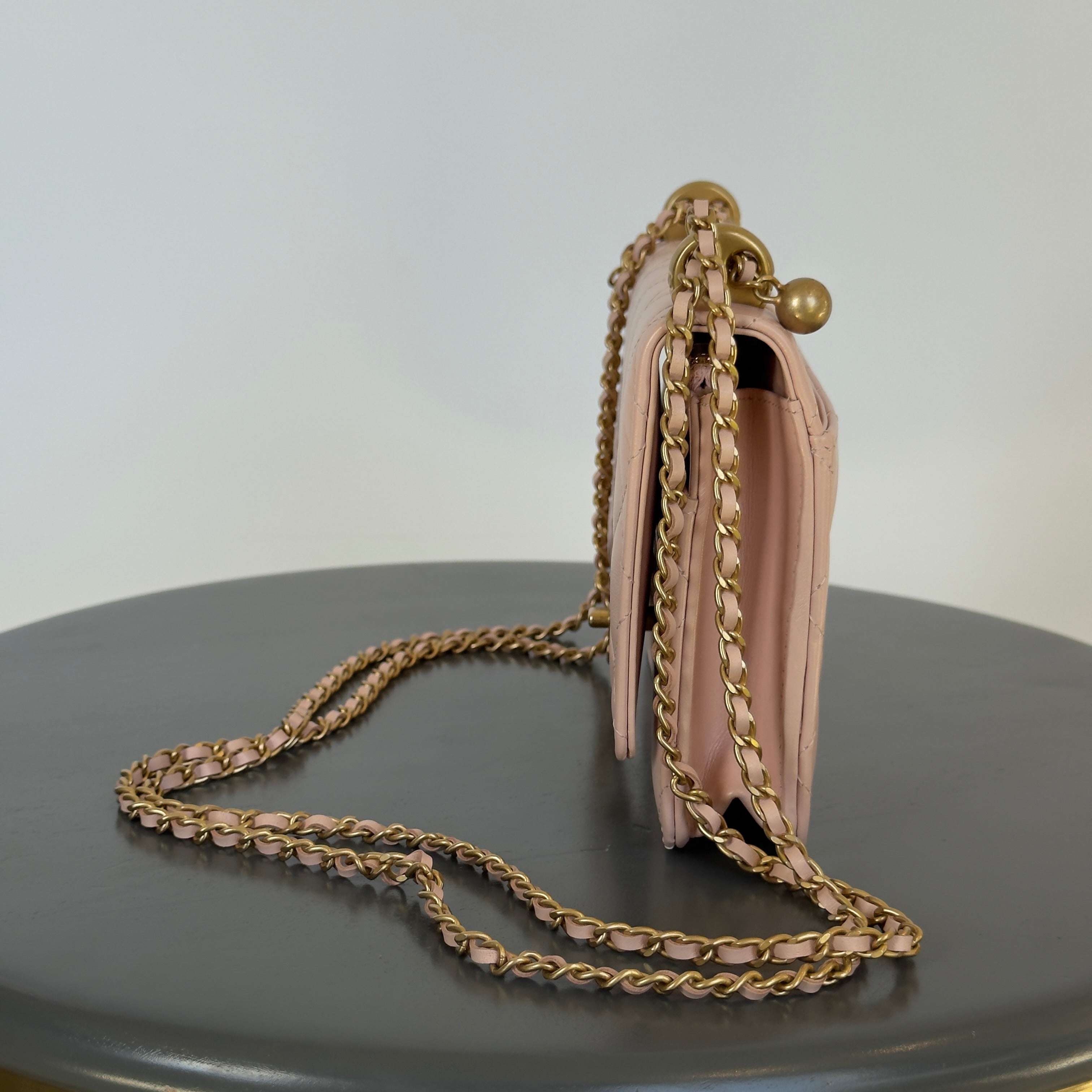 Chanel Calfskin Quilted Perfect Fit Wallet on Chain WOC Light Pink - Queen May