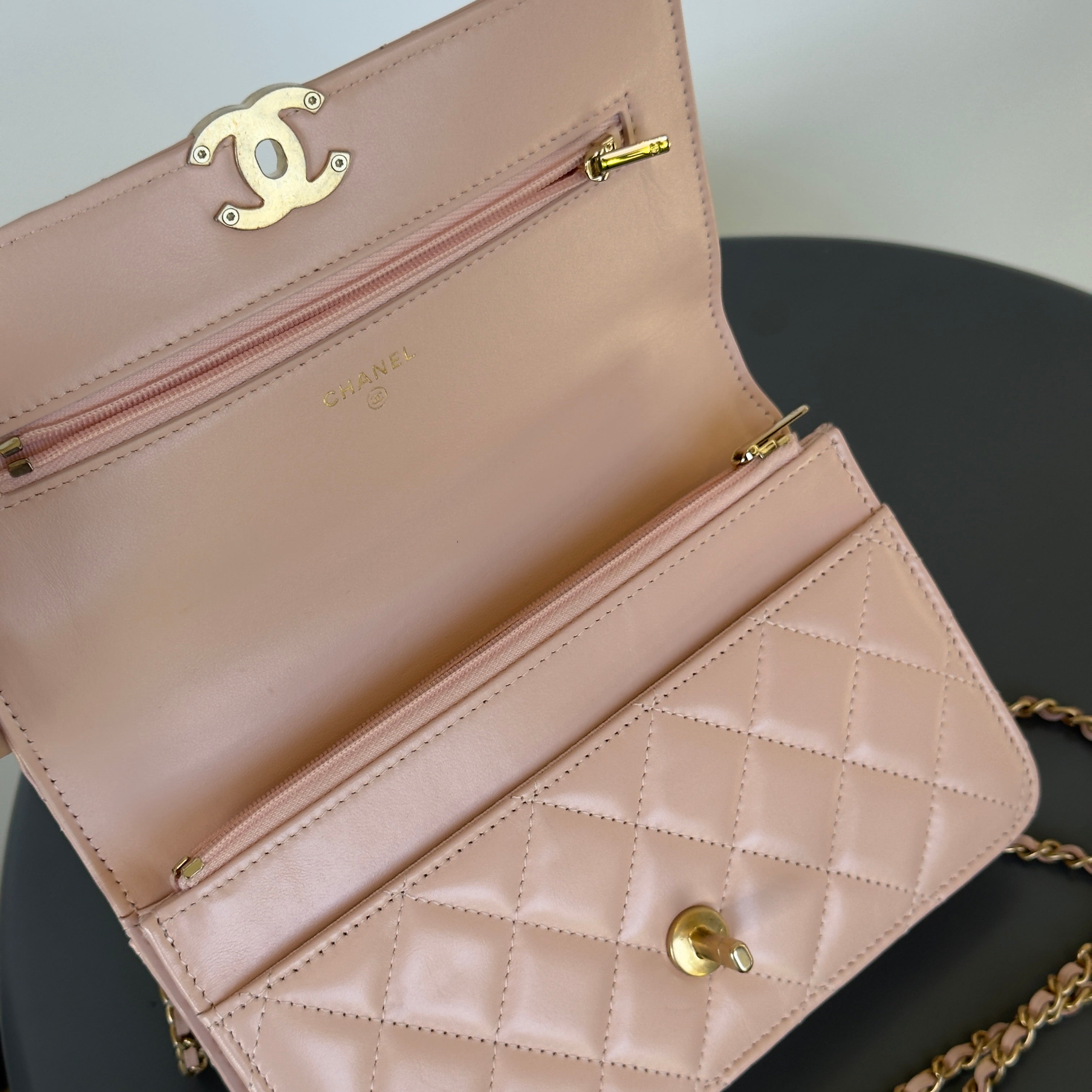 Chanel Calfskin Quilted Perfect Fit Wallet on Chain WOC Light Pink - Queen May