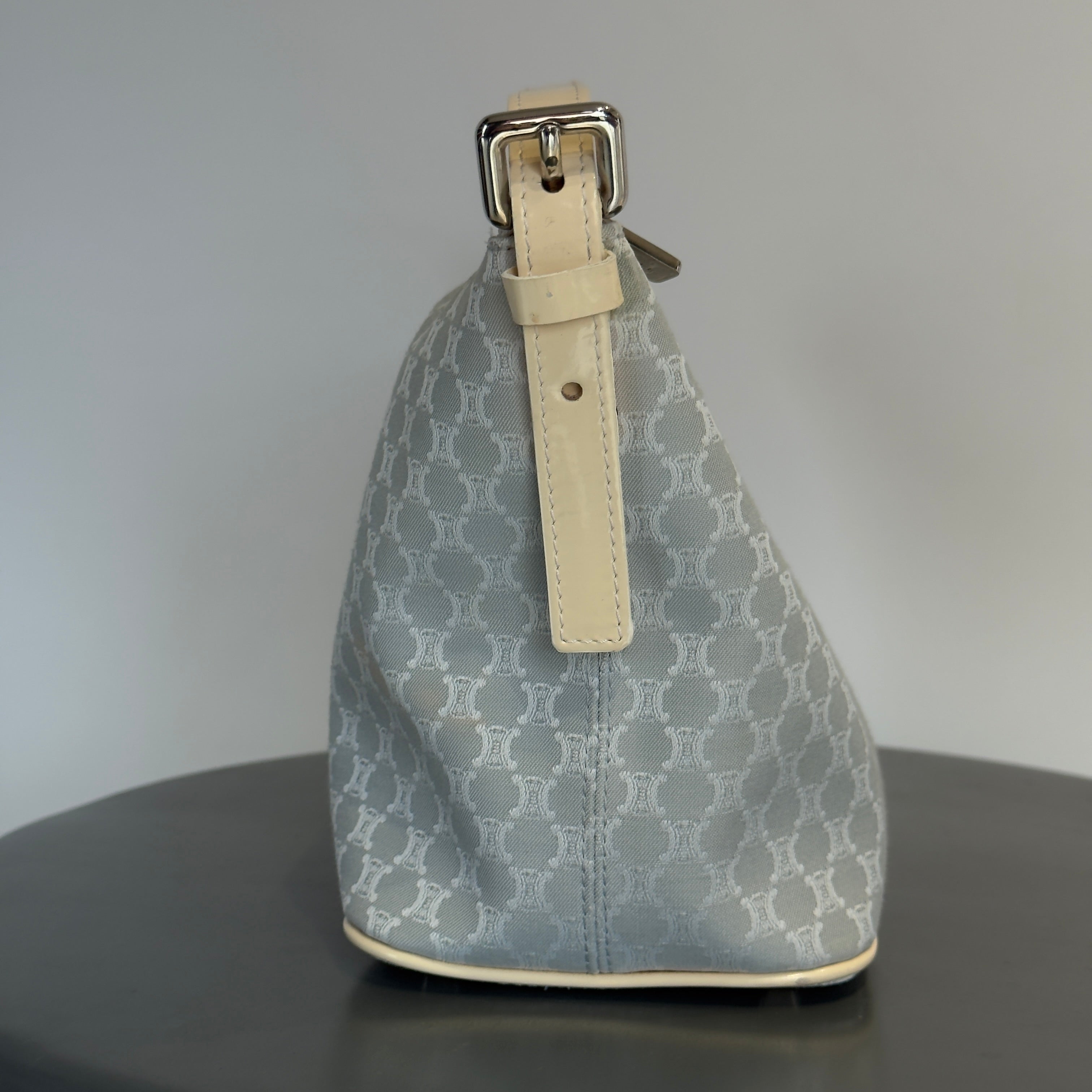Vintage Celine Canvas Blue Triomphe Pochette - Queen May